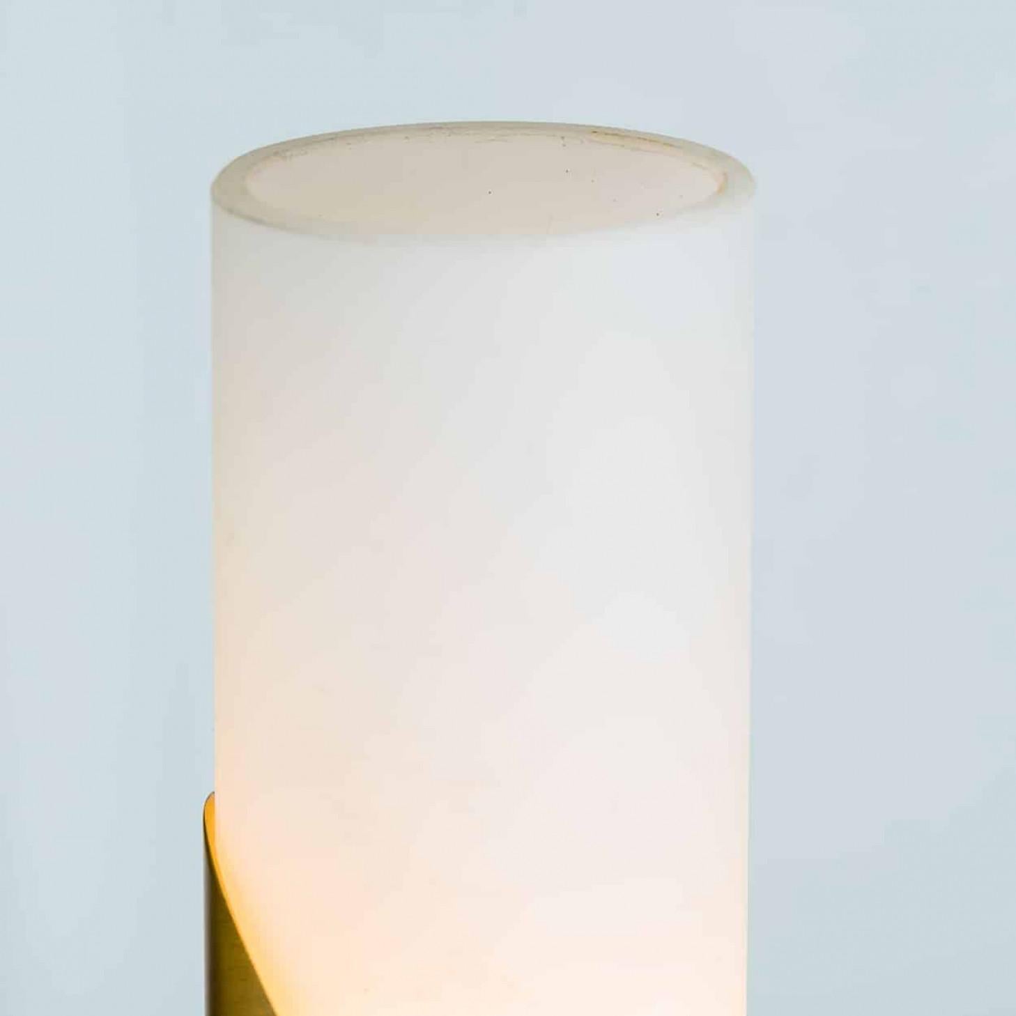 Other A Pair of Tube Milkglass Brass Wall Sconces, Germany, 1970s