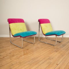 Pair of Tubular Chrome Lounge Chairs, circa 1970