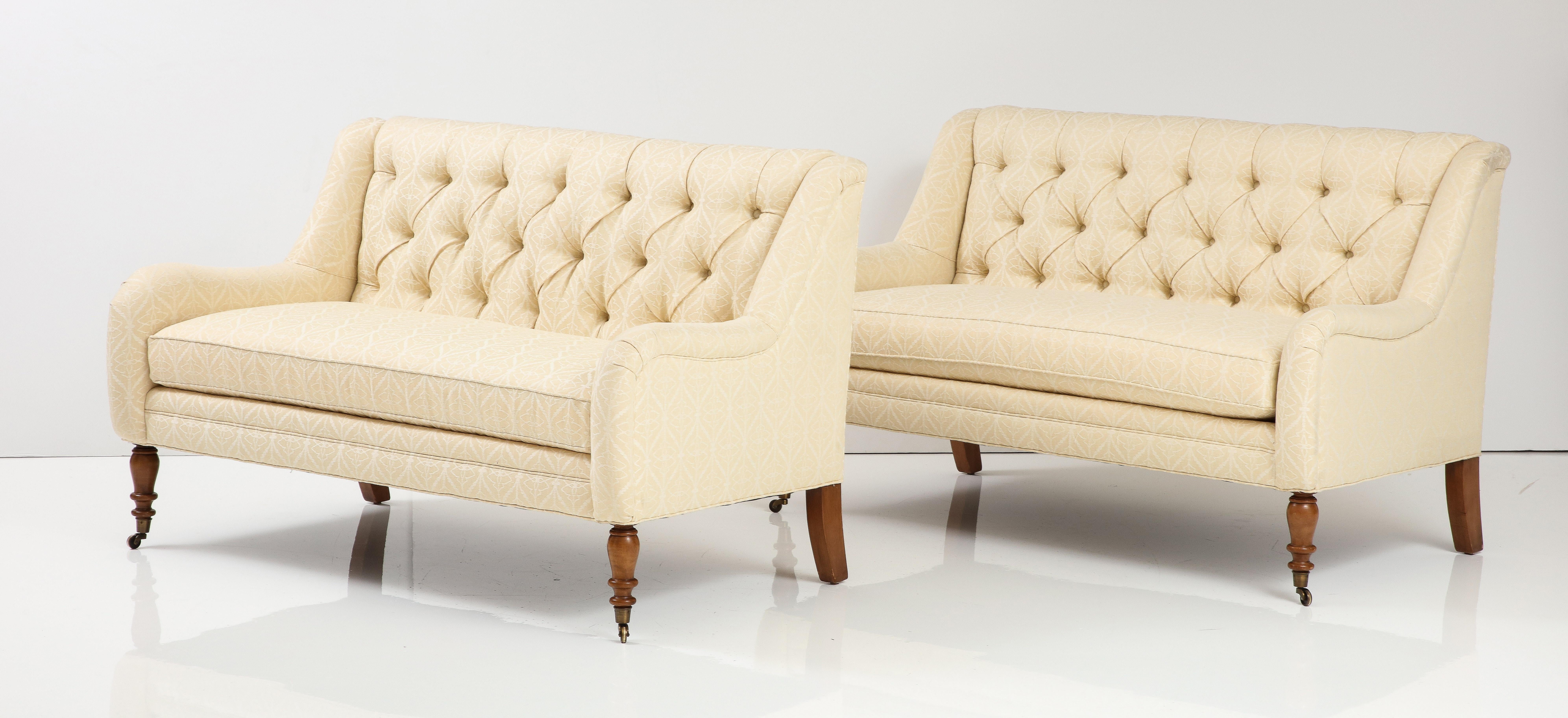 Pair of Tufted Loveseats In Excellent Condition In New York, NY