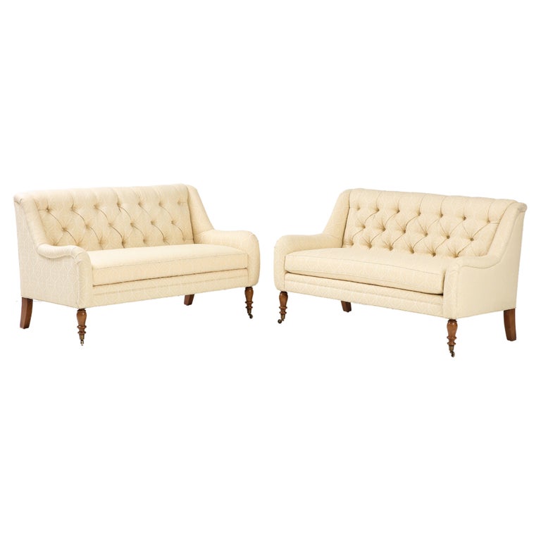 Pair of Tufted Loveseats For Sale at 1stDibs