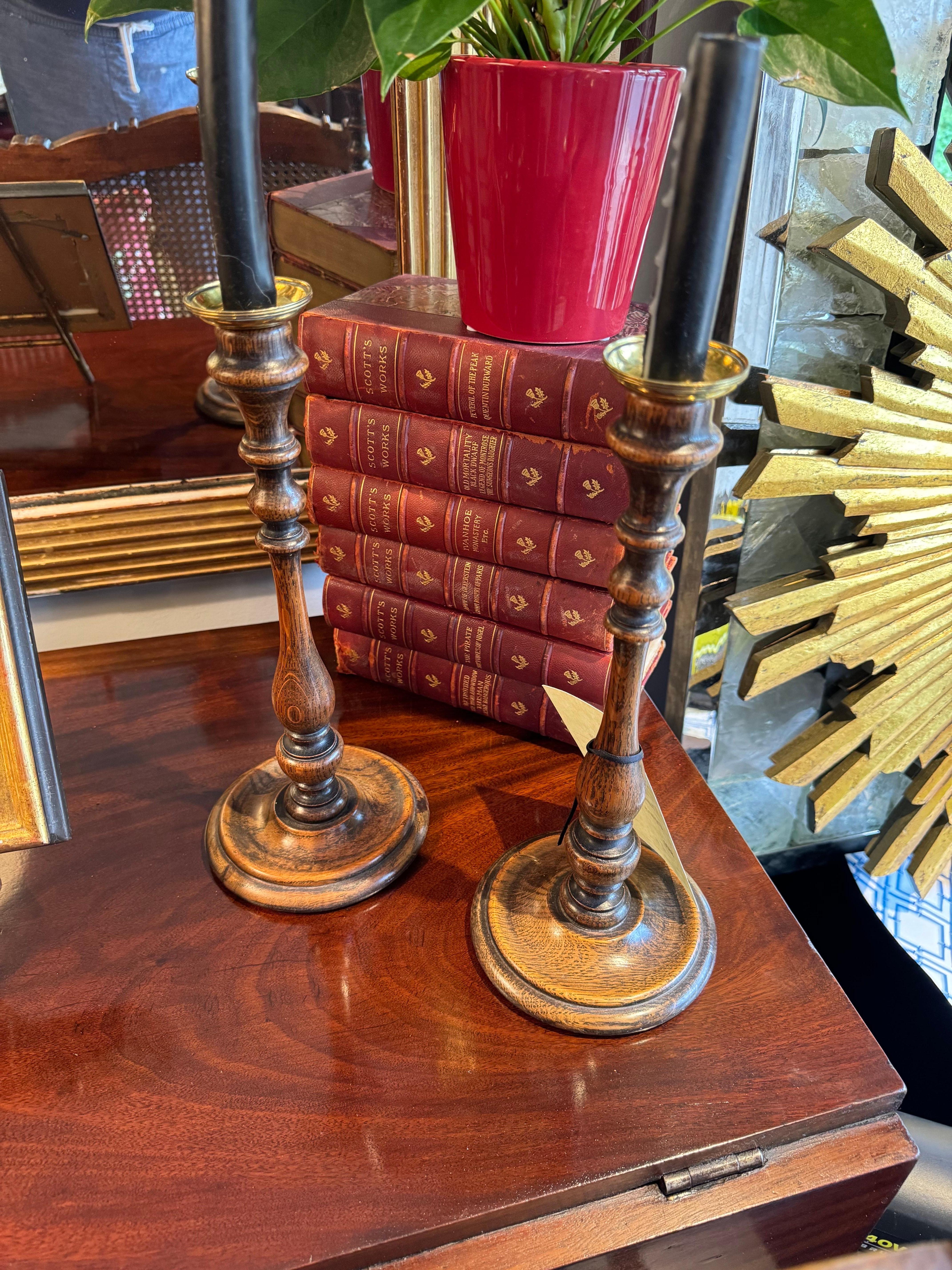 A Pair of Turned Candlesticks For Sale 2