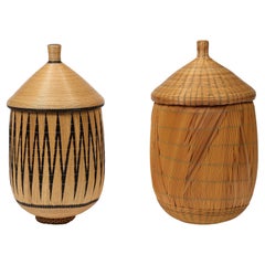 Pareja de cestas Prestige tutsis, Ruanda, mediados del siglo XX
