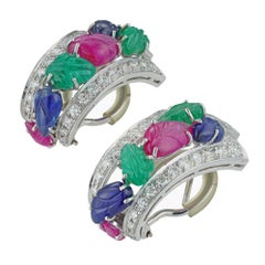 Pair of Tutti-Frutti Clip Earrings