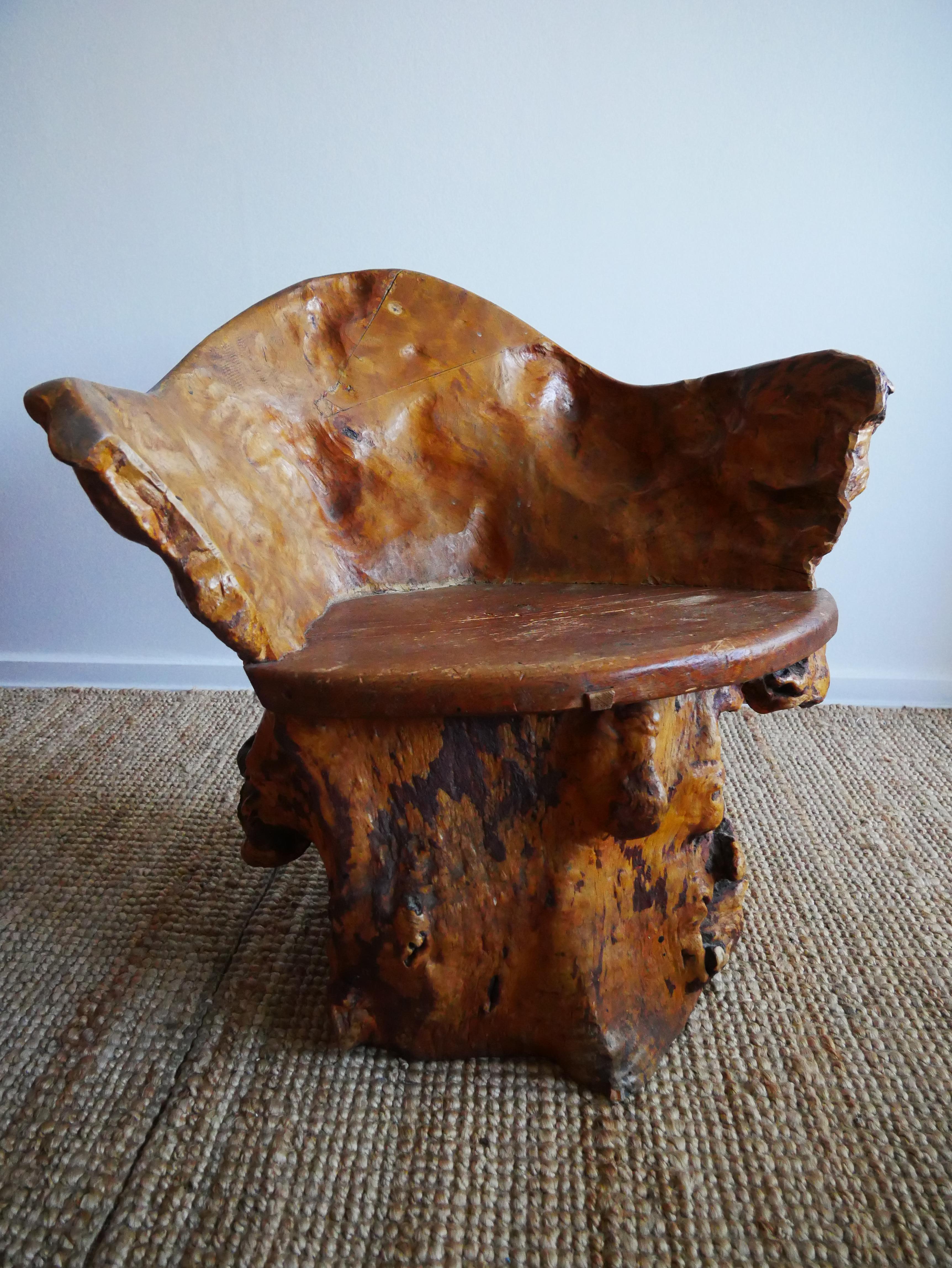 A pair of two Birch Burl Chairs made in 1940, Sweden For Sale 6