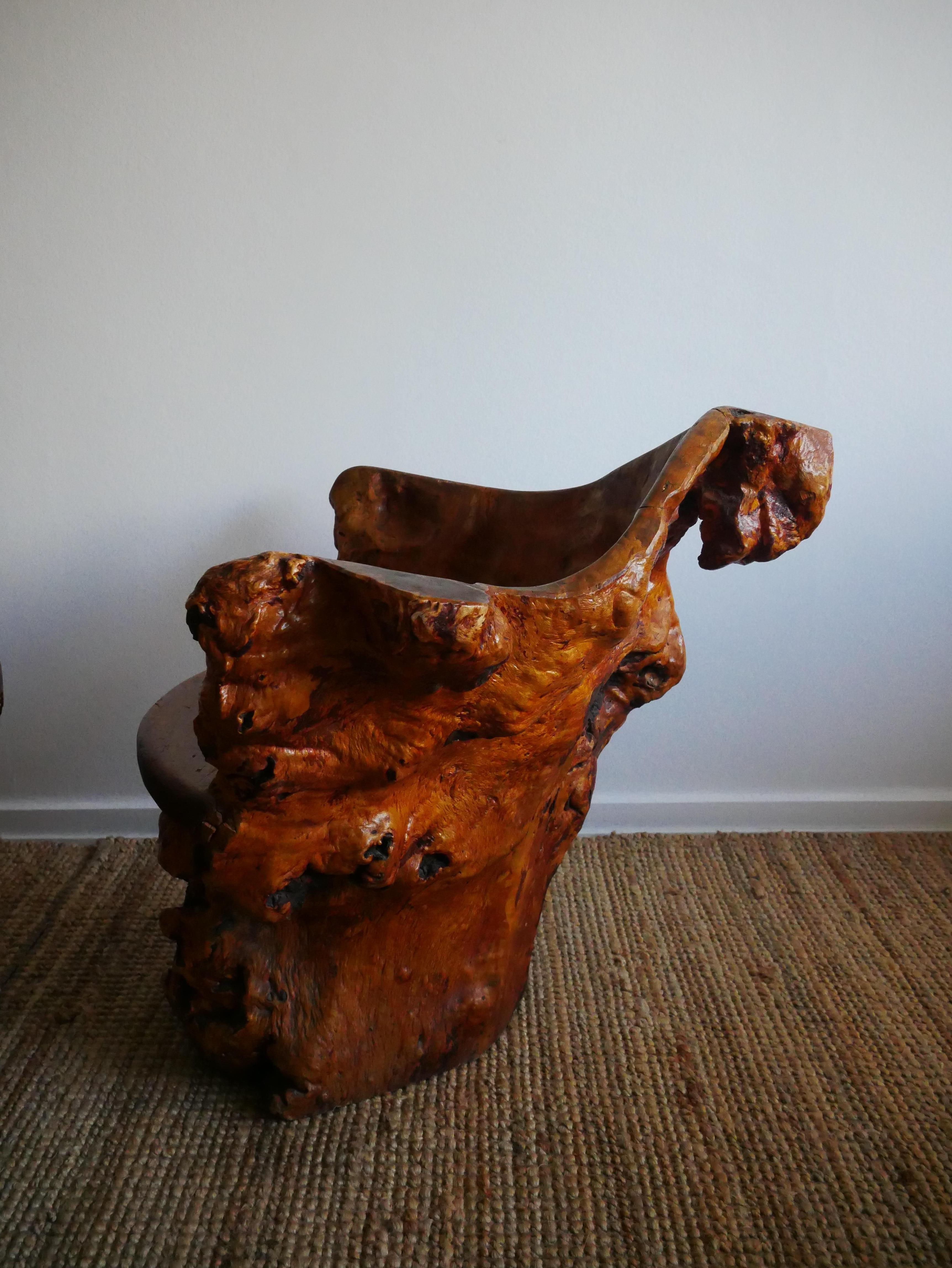 A pair of two Birch Burl Chairs made in 1940, Sweden For Sale 10