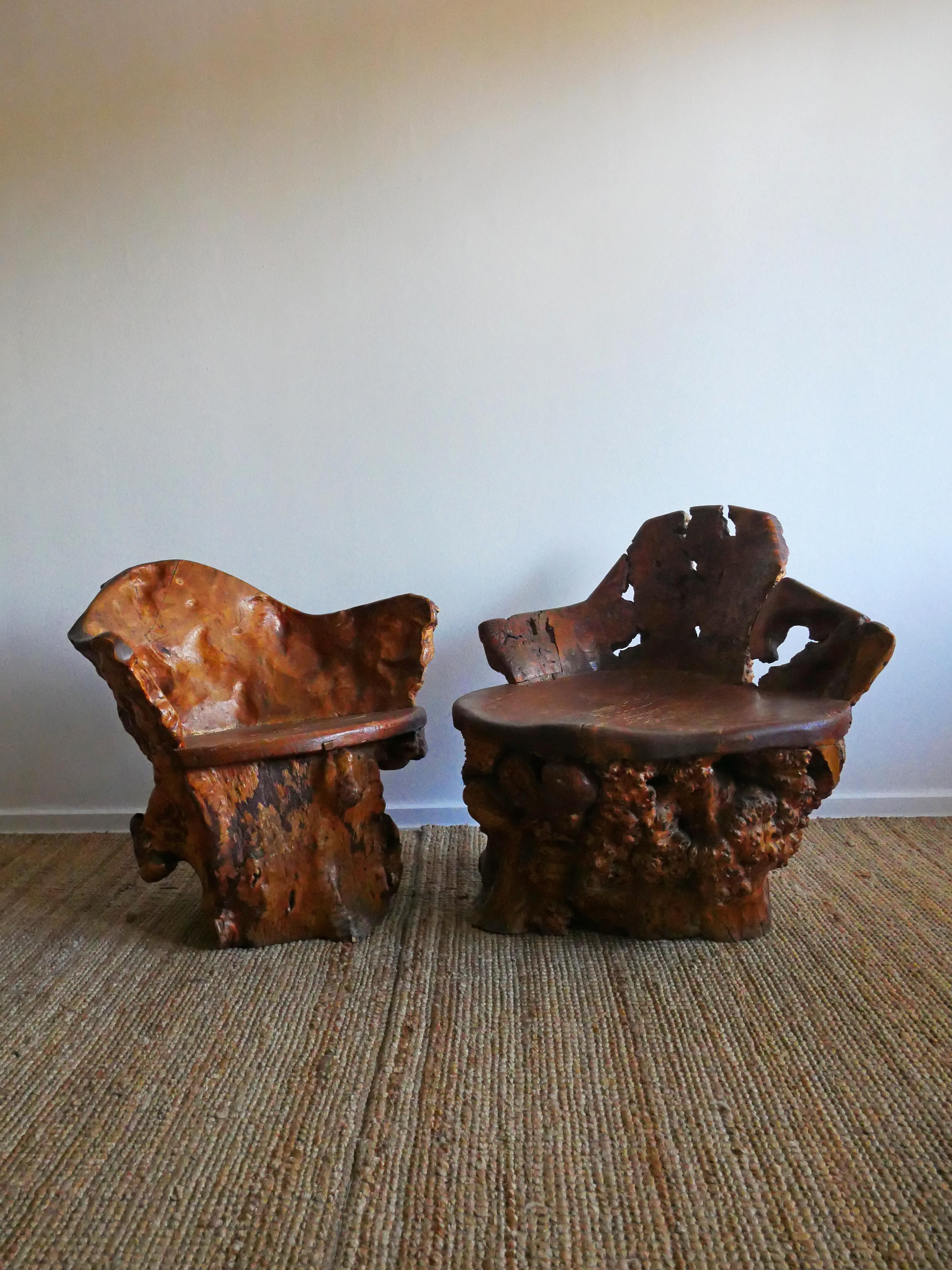 Swedish A pair of two Birch Burl Chairs made in 1940, Sweden For Sale