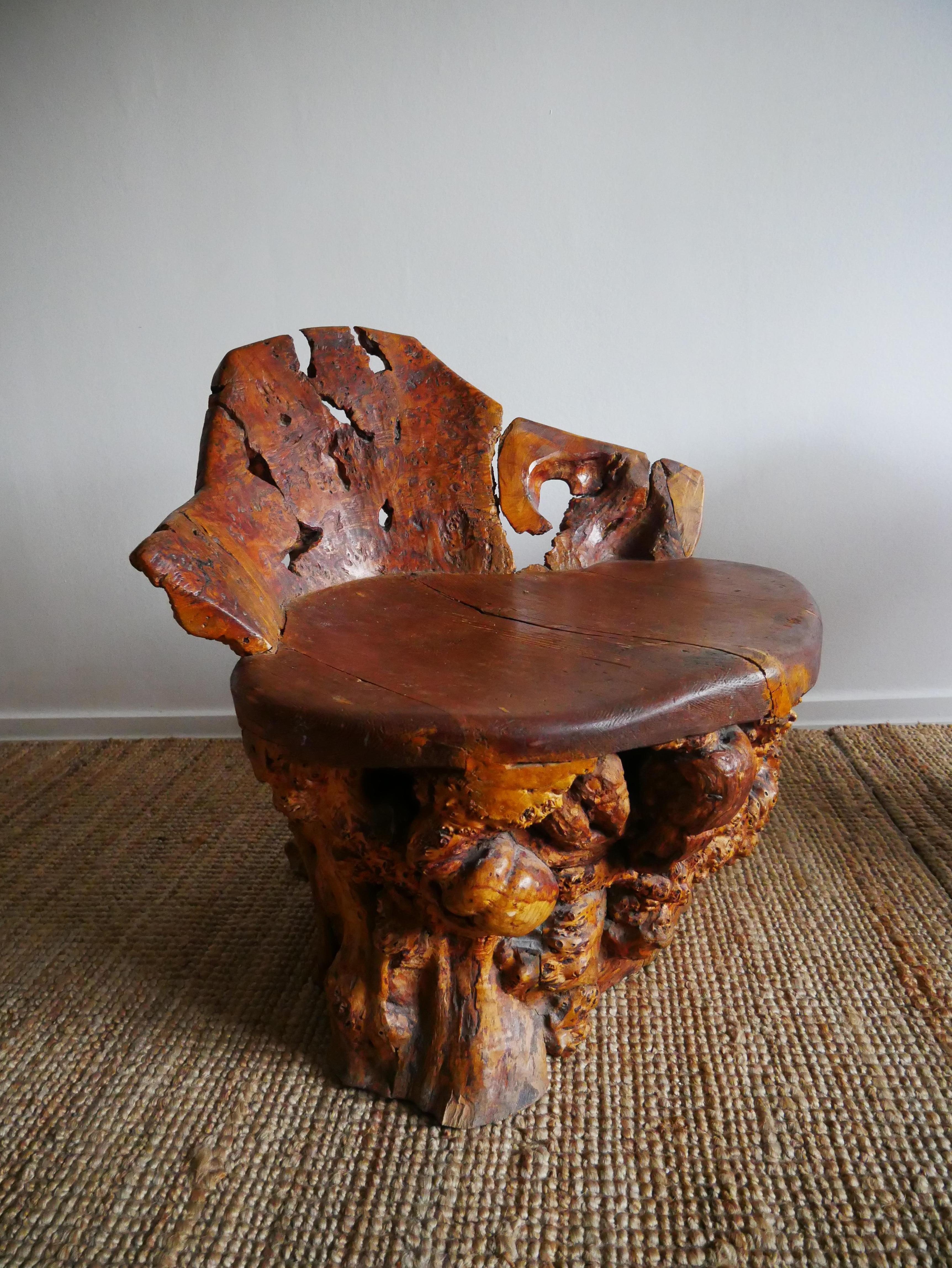 A pair of two Birch Burl Chairs made in 1940, Sweden In Good Condition For Sale In Farsta, SE