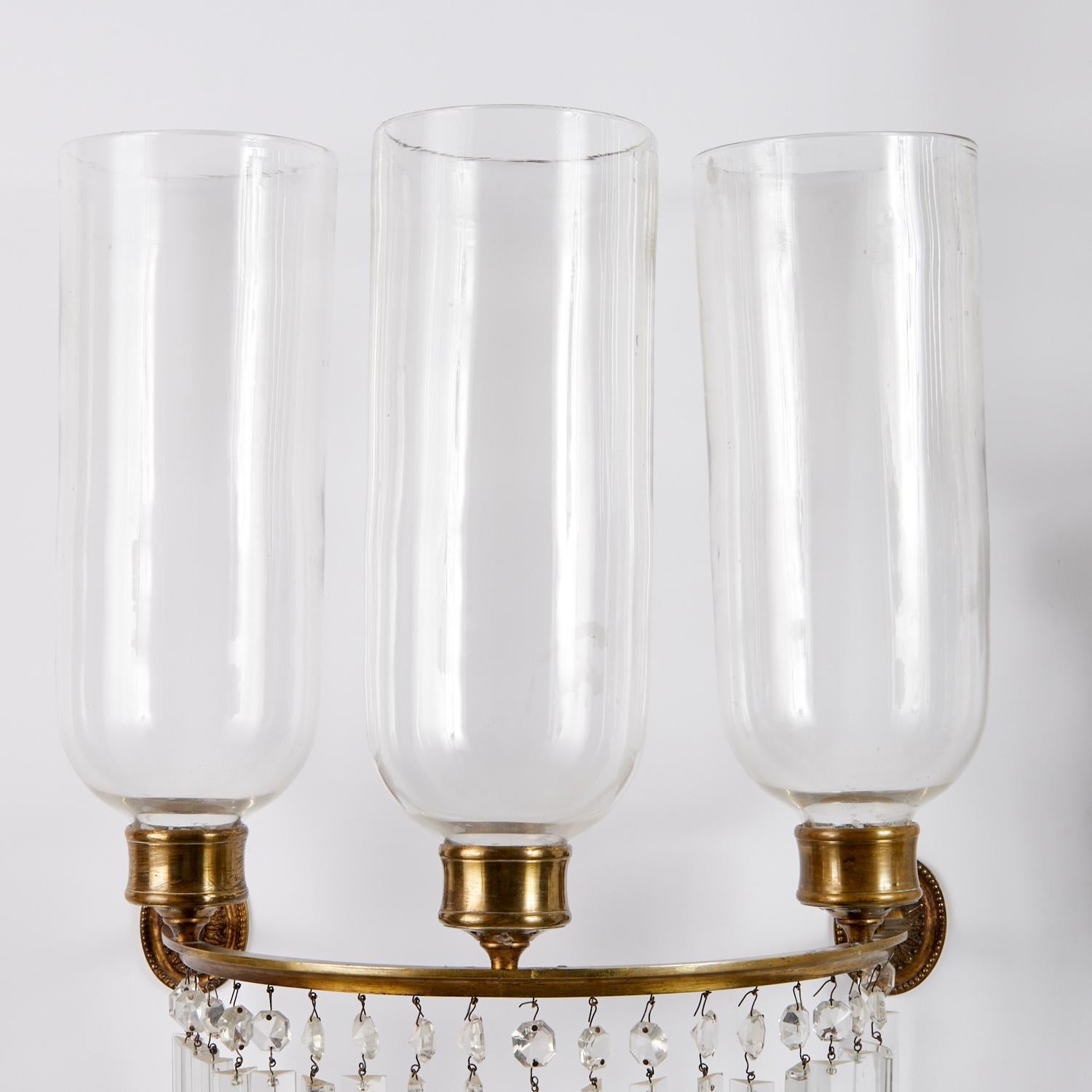 A Pair of Two-Light Regency-Style Sconces In Good Condition For Sale In New York, NY