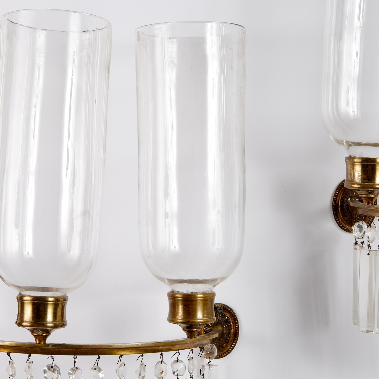 Early 20th Century A Pair of Two-Light Regency-Style Sconces For Sale