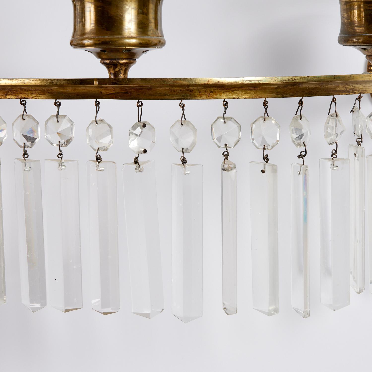 Brass A Pair of Two-Light Regency-Style Sconces For Sale