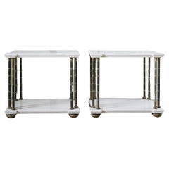 A Pair of Two Tier Marble Sofa Tables