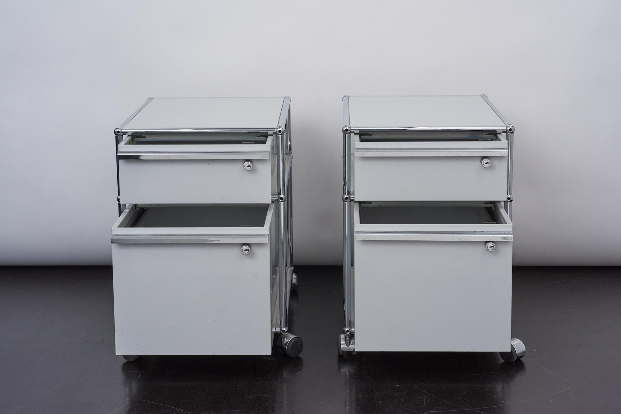 Industrial Pair of Two USM Haller File Cabinets