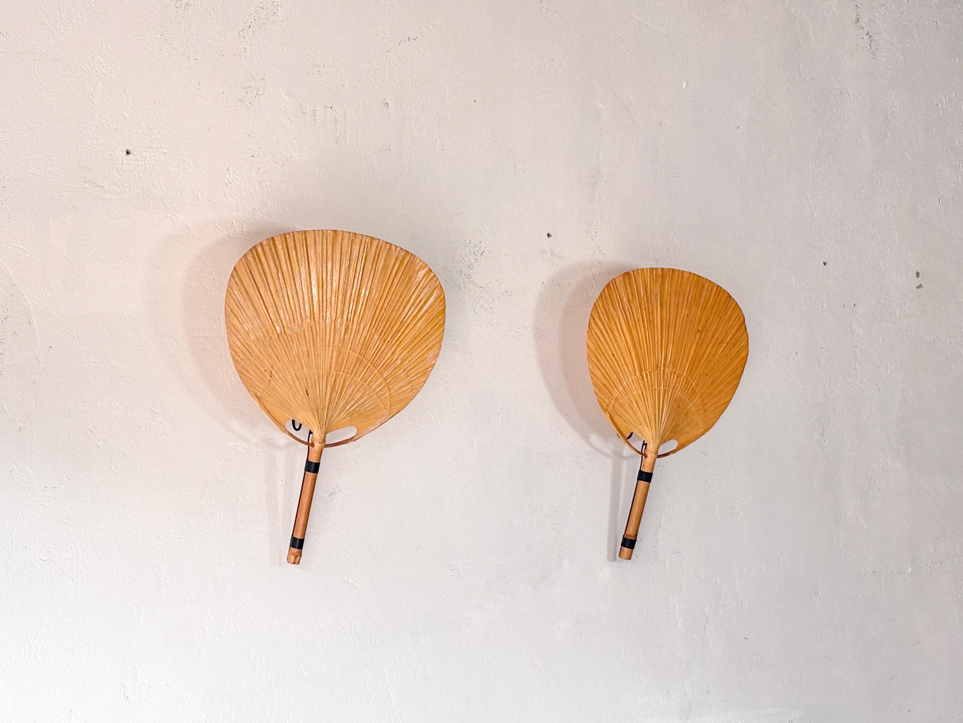 Allemand Paire d'appliques Uchiwa conçues par Ingo Maurer pour M Design, 1973 en vente