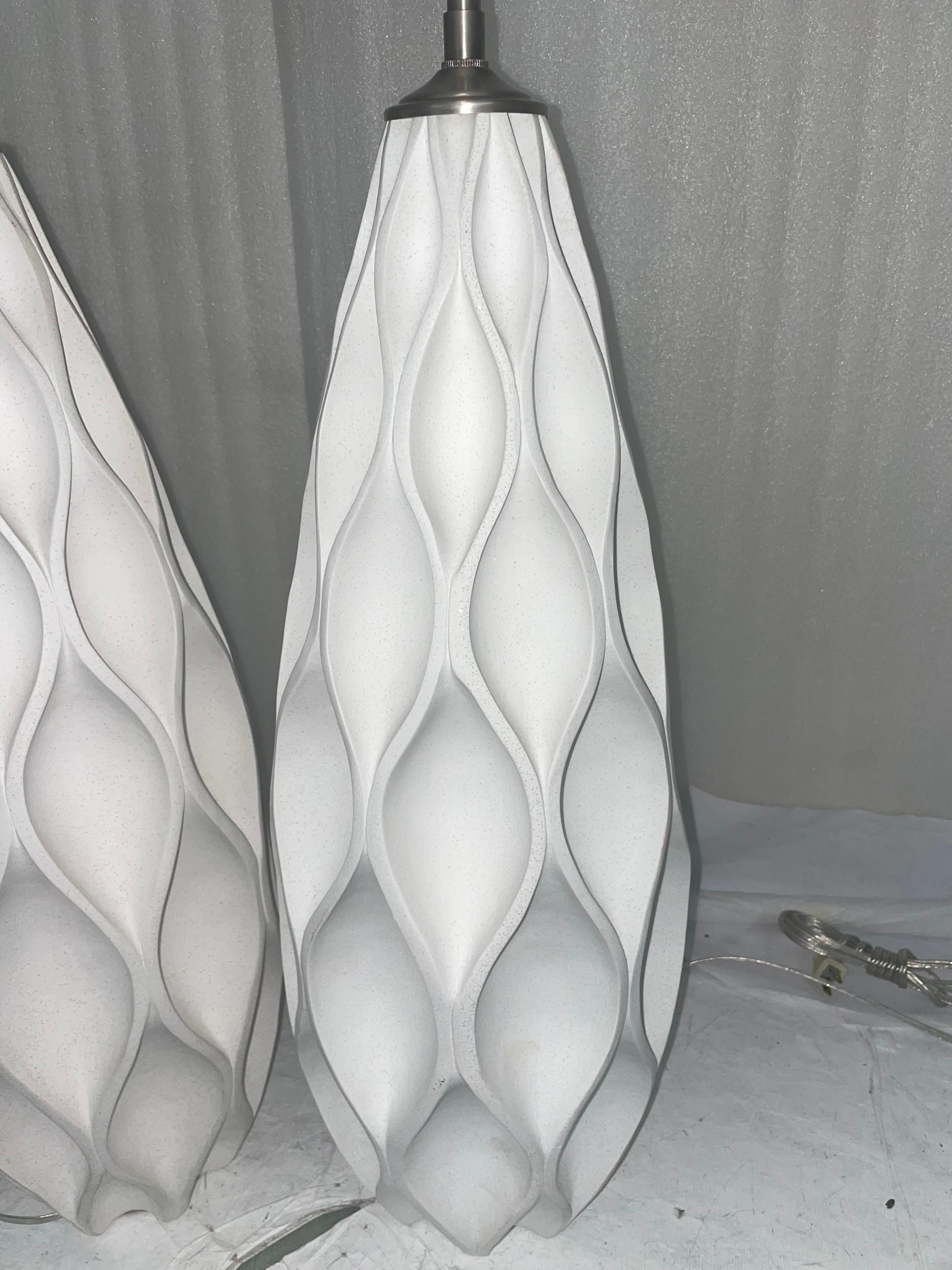 Pair of Unique French Organic Stylized Waves Bodies with Lamp Application For Sale 1