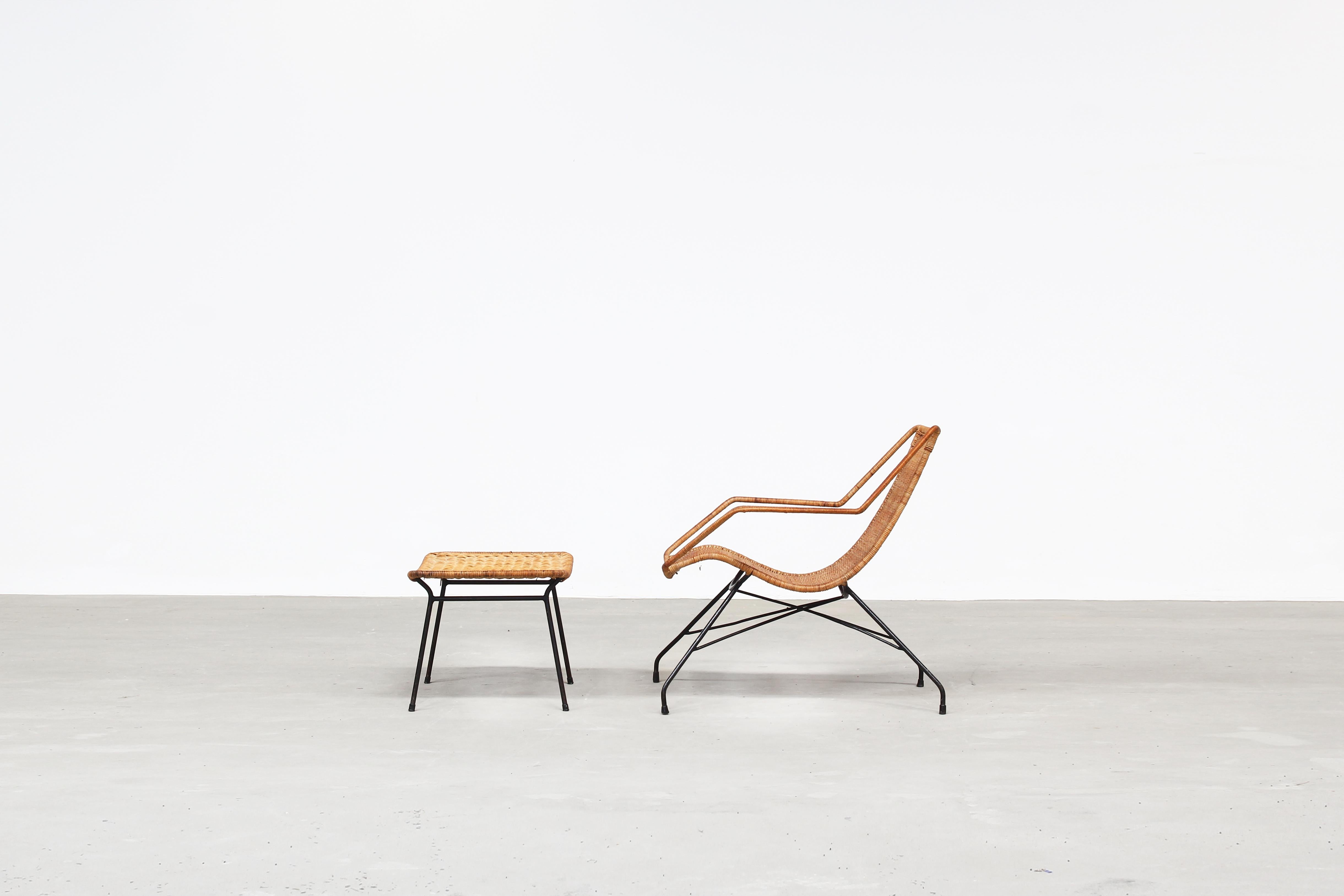 Pair of Rattan Lounge Chairs by Carlo Hauner & Martin Eisler 1
