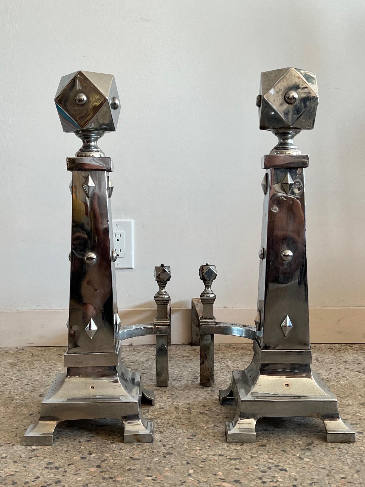 Pair of Unusual Andirons 1970's For Sale 1