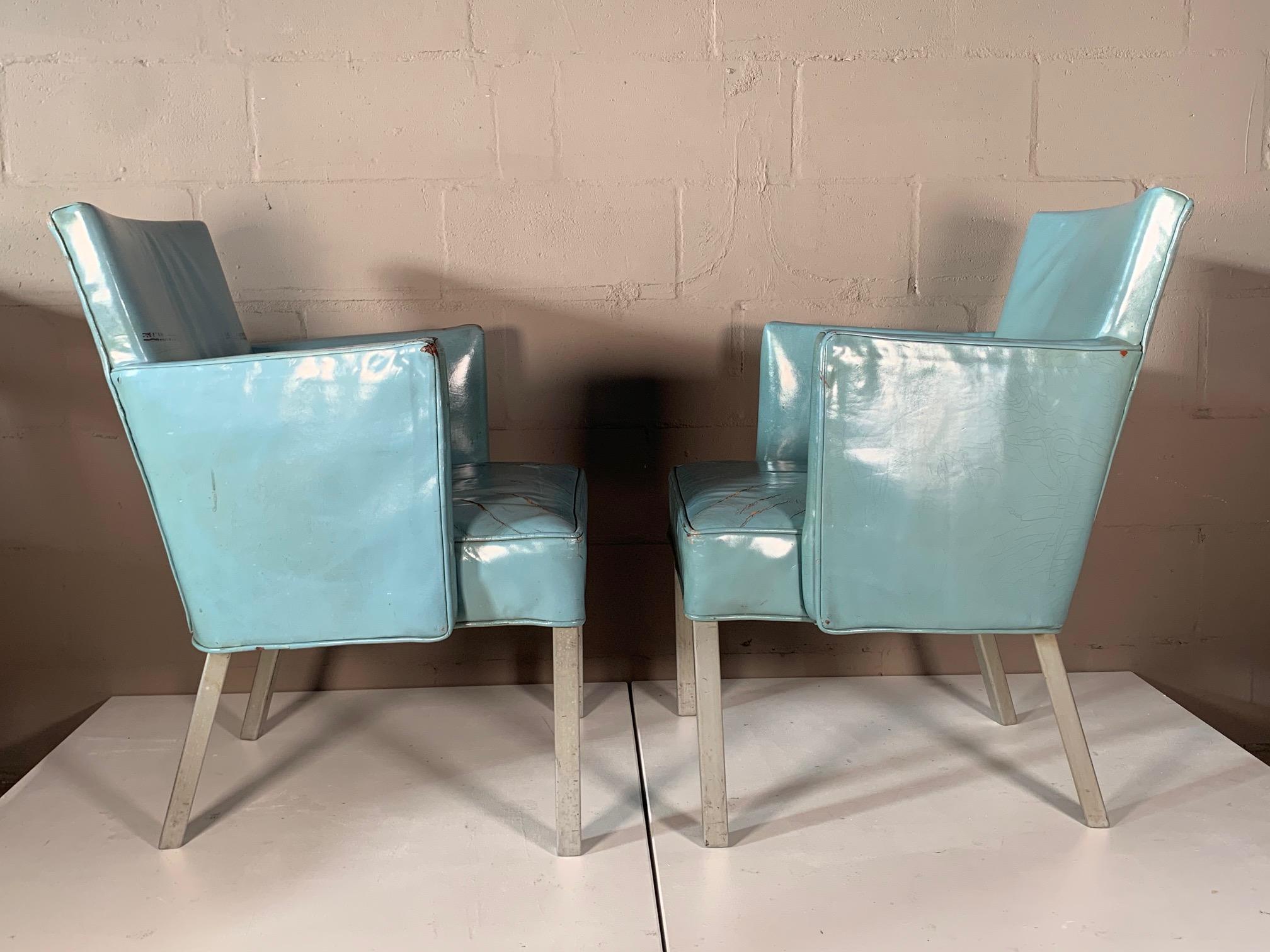 American Pair of Unusual Armchairs from S.S. United States Ocean Liner For Sale
