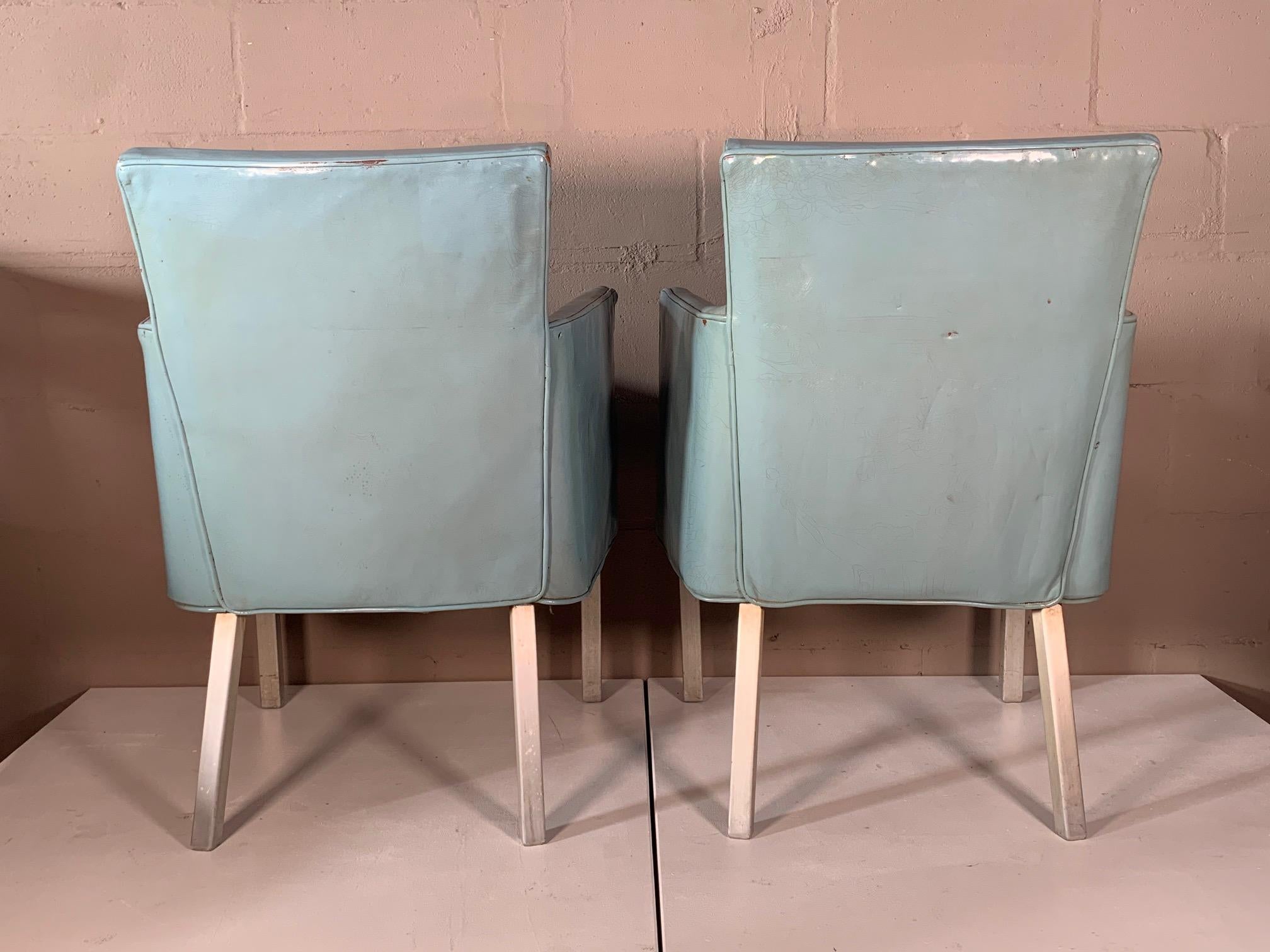Pair of Unusual Armchairs from S.S. United States Ocean Liner In Good Condition In St.Petersburg, FL