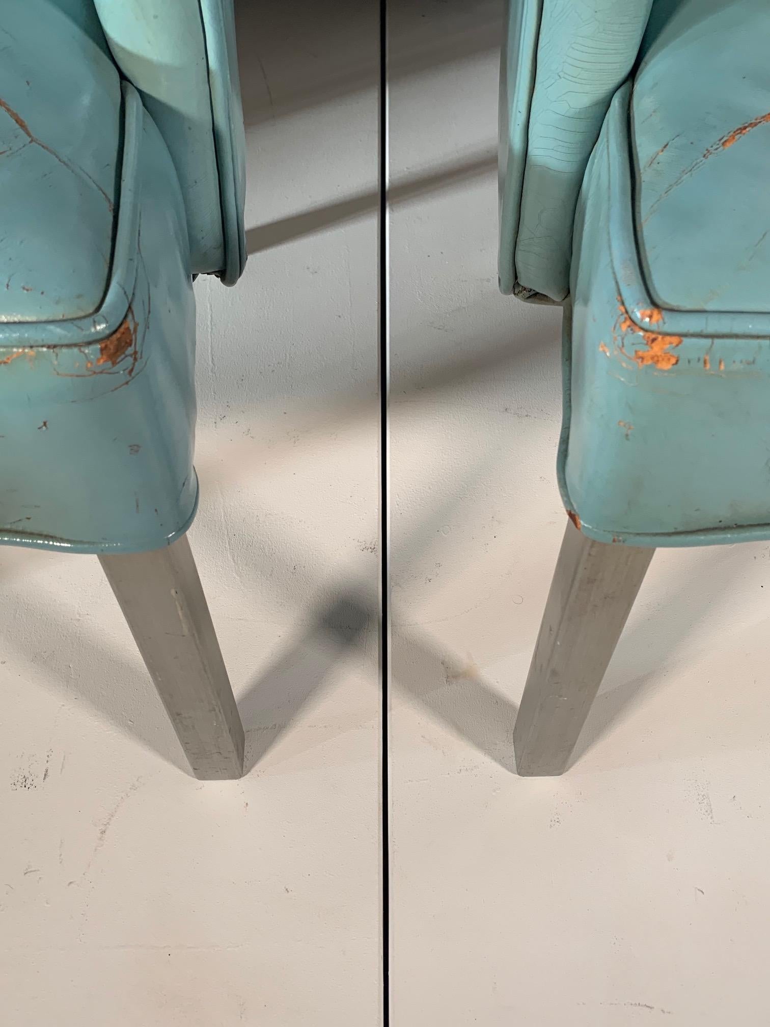 Cuir Paire de fauteuils inhabituels de S.S. Liège océanique des États-Unis en vente
