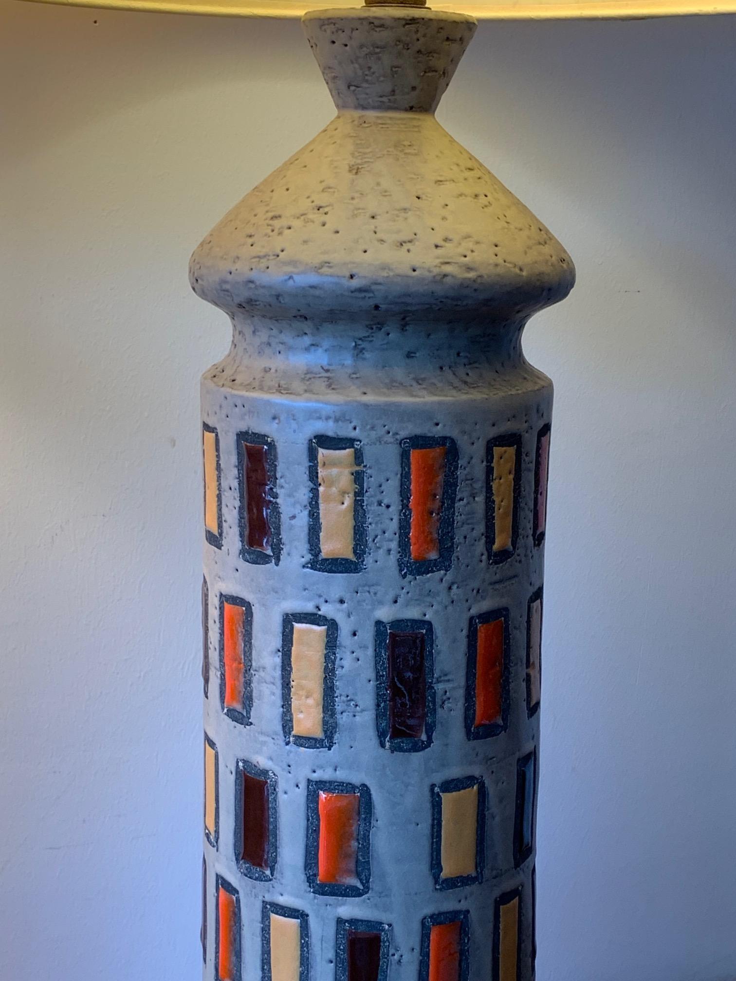 Mid-20th Century Pair of Unusual Bitossi Lamps For Sale