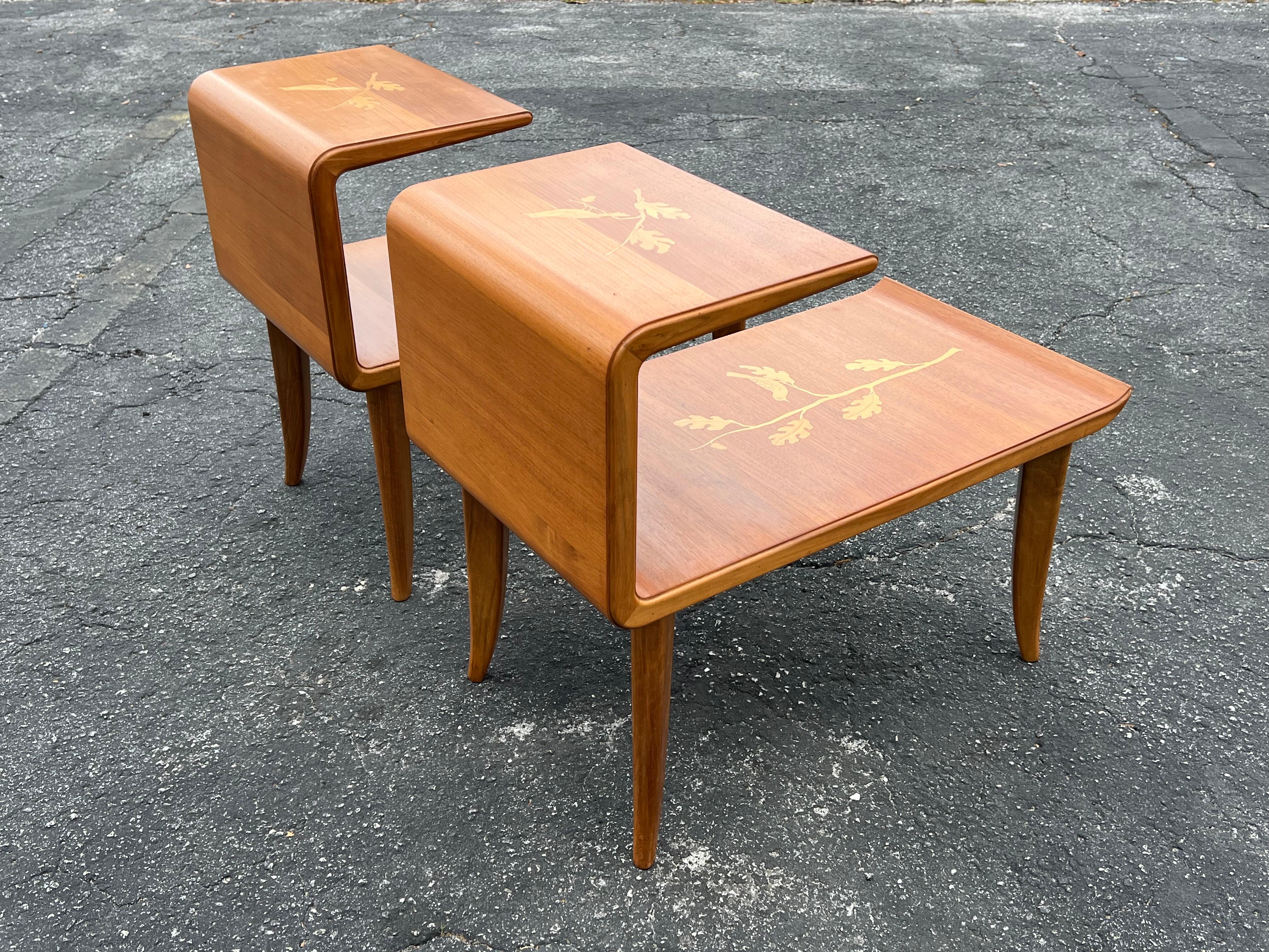 A Pair Of Unusual Italian Side Tables With Inlay Ca' 1940's For Sale 7