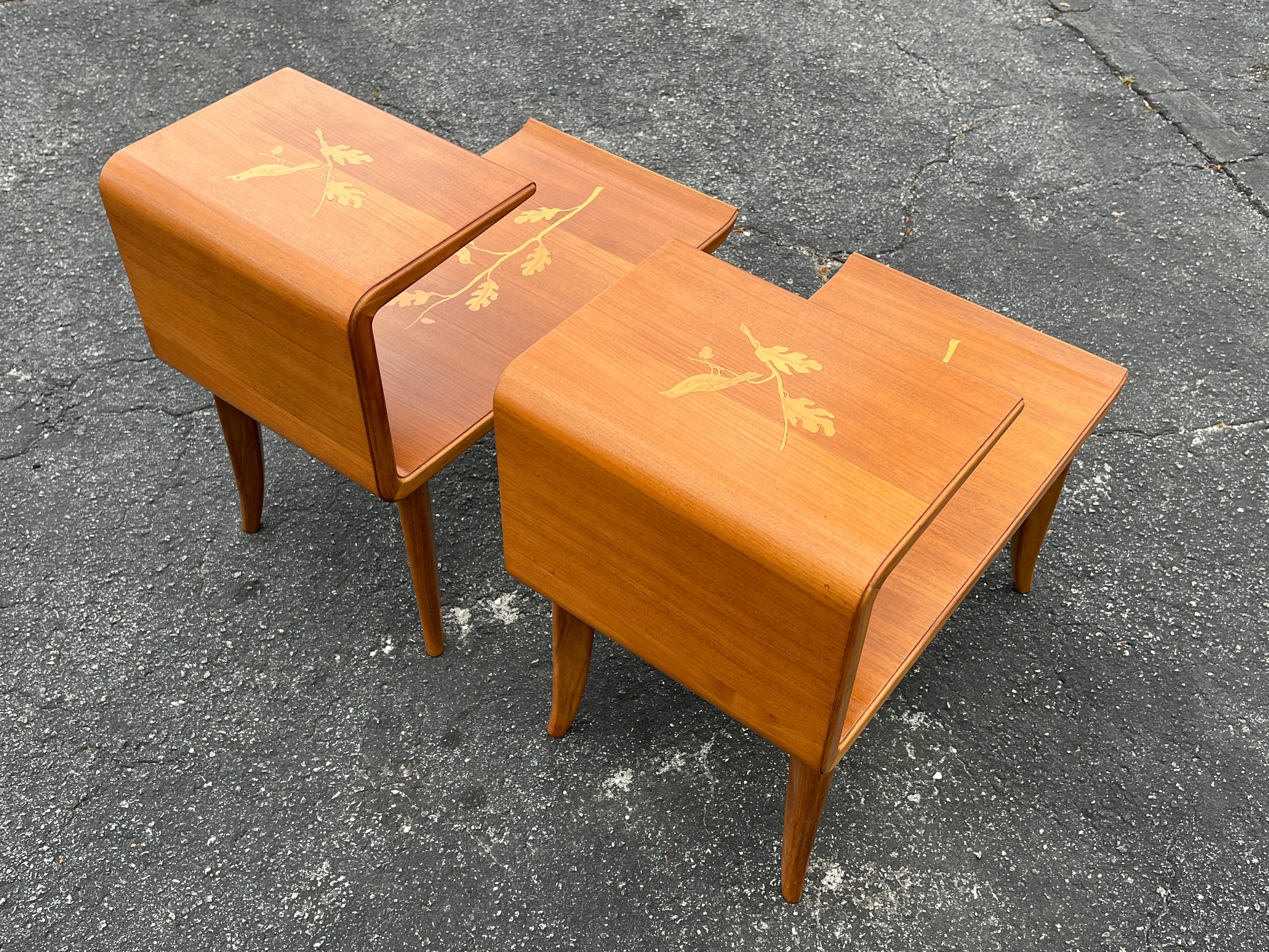 A Pair Of Unusual Italian Side Tables With Inlay Ca' 1940's For Sale 9