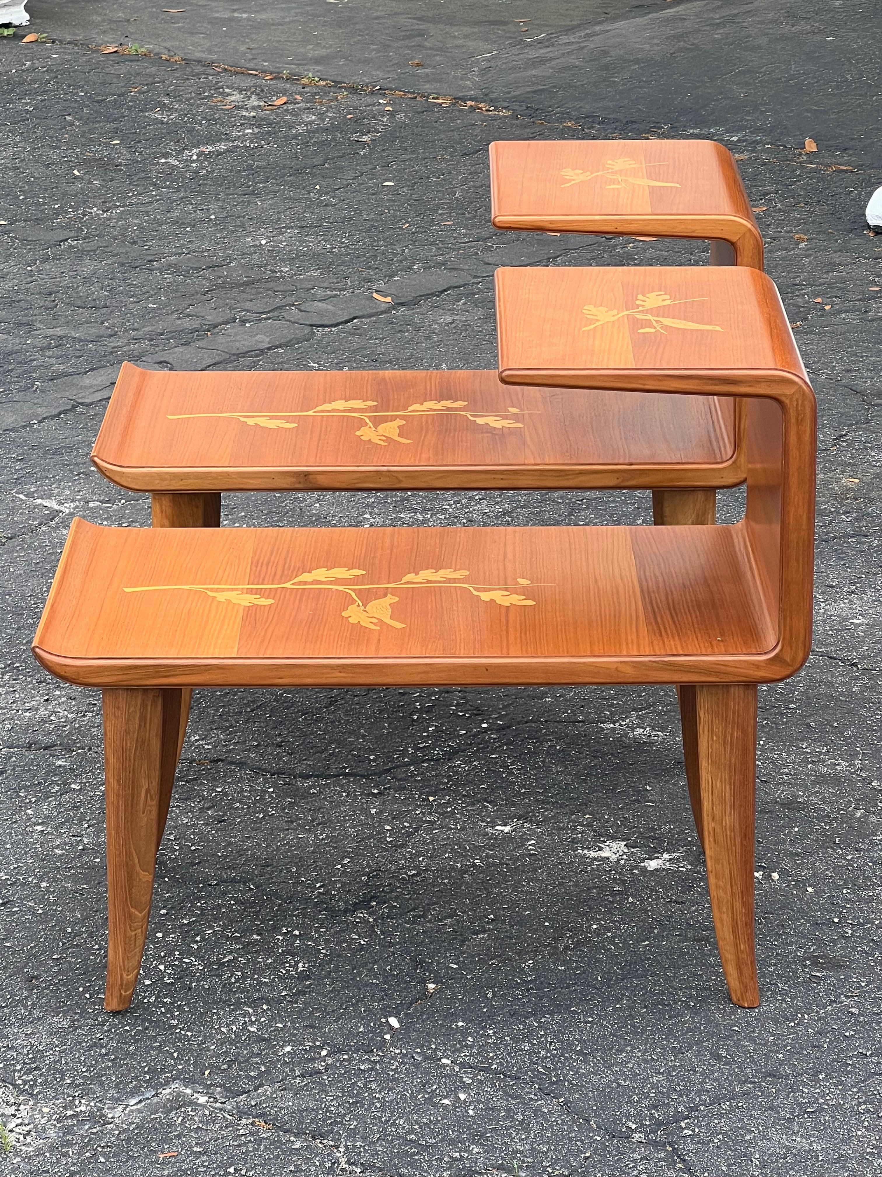 A Pair Of Unusual Italian Side Tables With Inlay Ca' 1940's For Sale 13