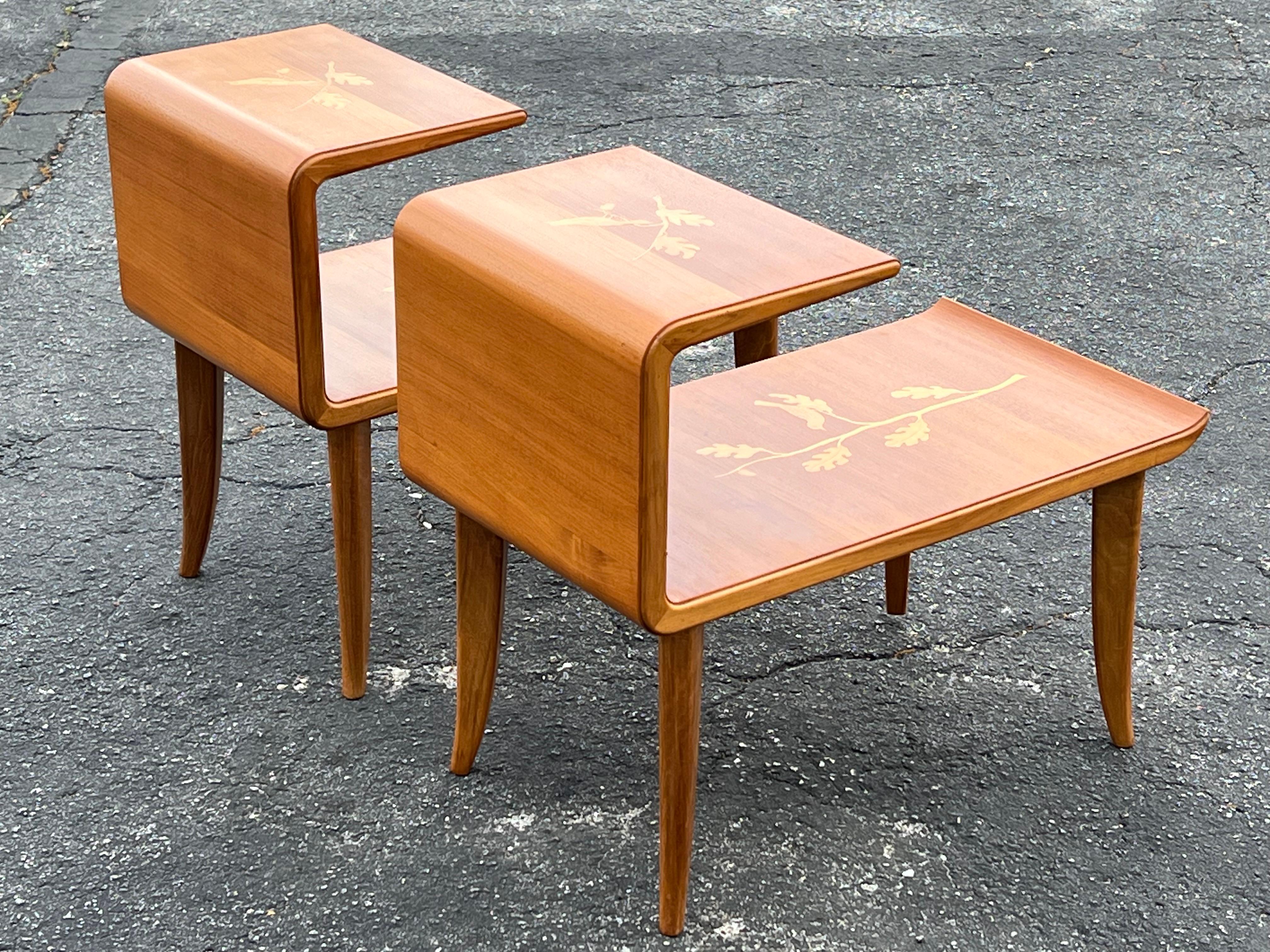 Mid-20th Century A Pair Of Unusual Italian Side Tables With Inlay Ca' 1940's For Sale