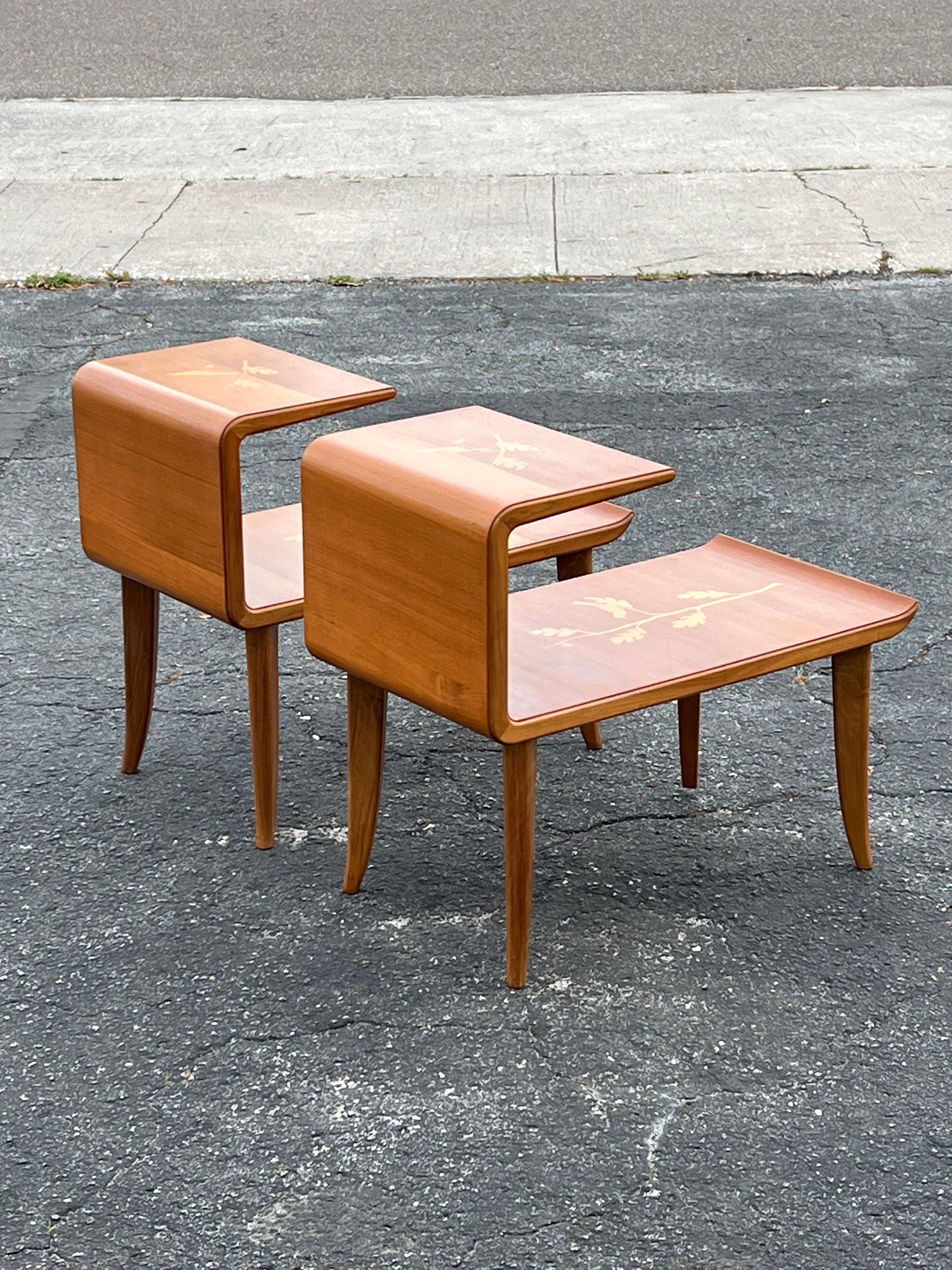 A Pair Of Unusual Italian Side Tables With Inlay Ca' 1940's For Sale 2