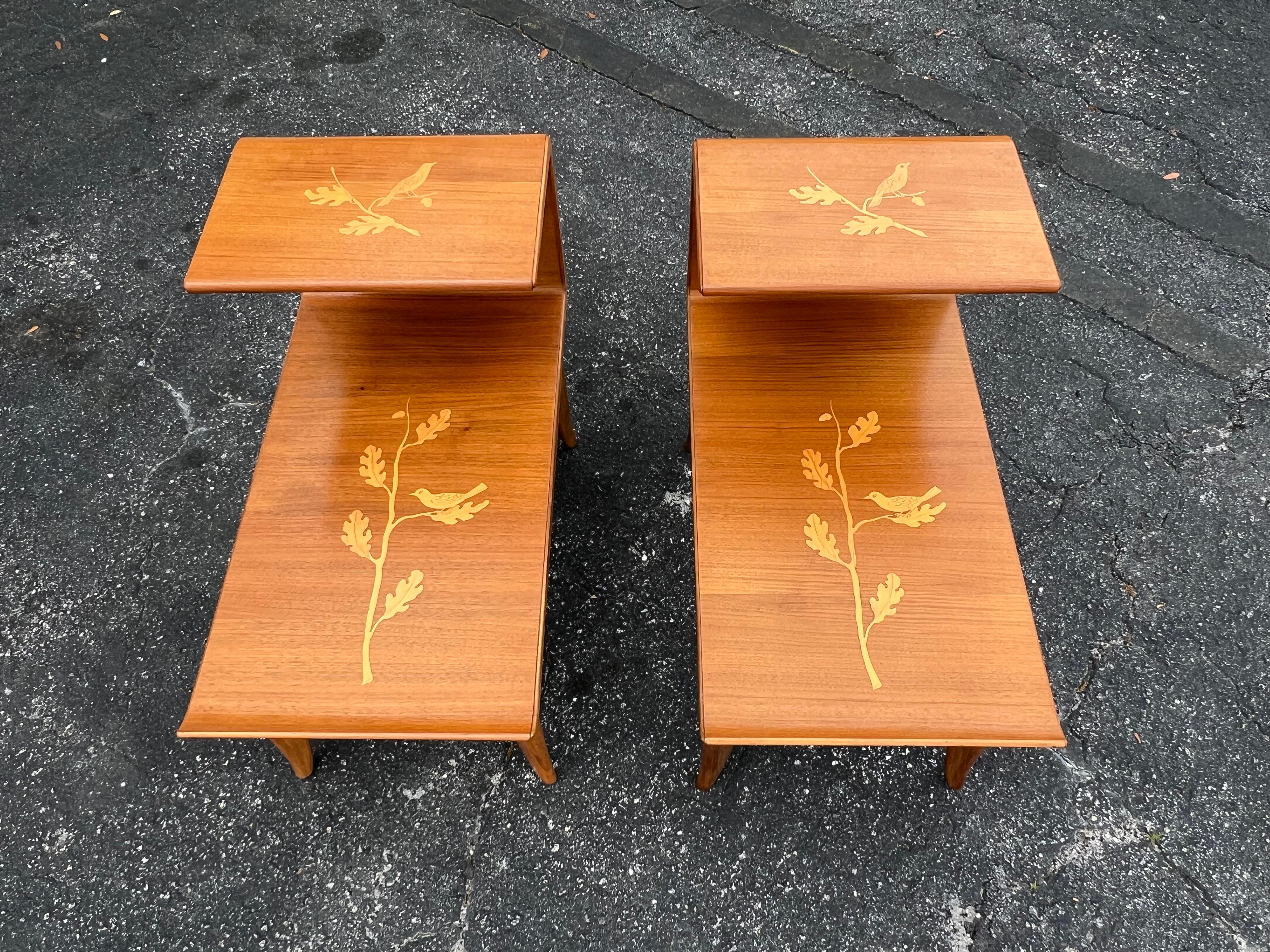 A Pair Of Unusual Italian Side Tables With Inlay Ca' 1940's For Sale 3