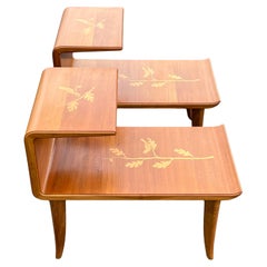 A Pair Of Unusual Italian Side Tables With Inlay Ca' 1940's