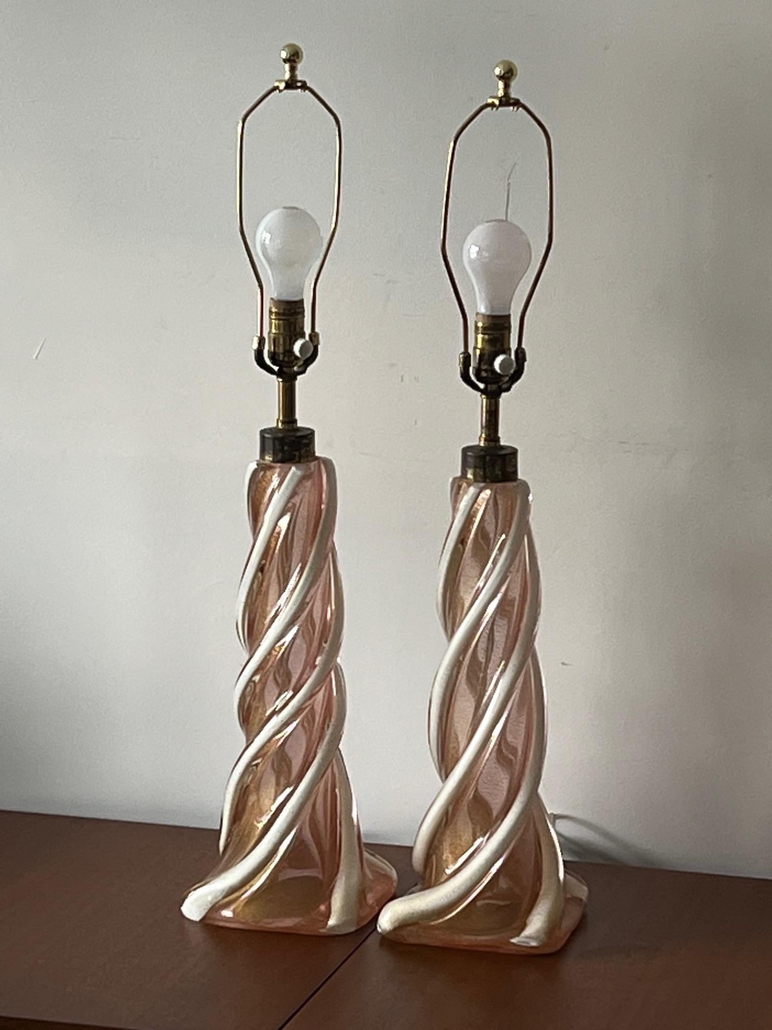 A Pair Of Unusual Murano Glass Lamps For Sale 8