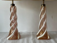 A Pair Of Unusual Murano Glass Lamps