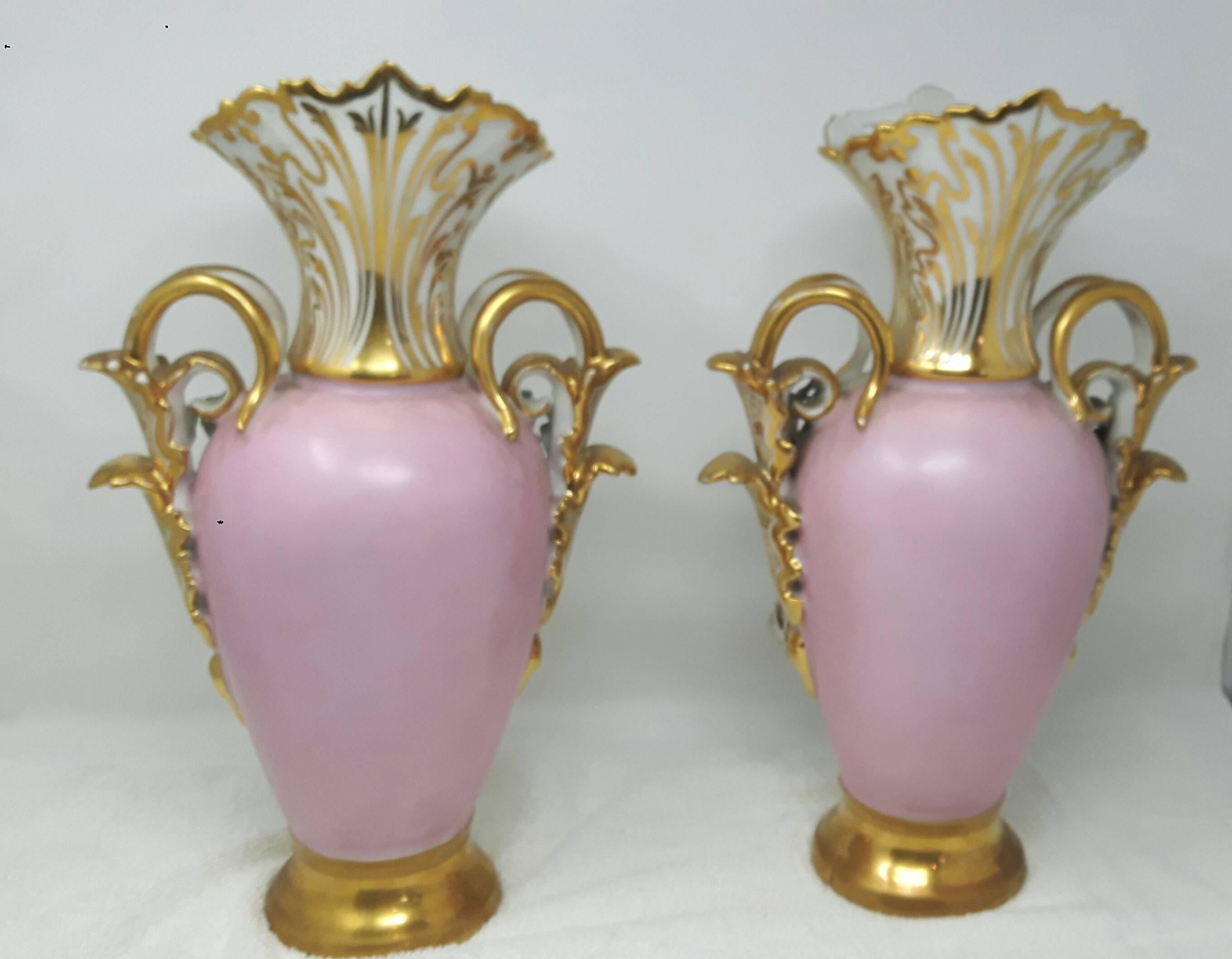 Other Pair of Unusual Pierced Paris Vases For Sale