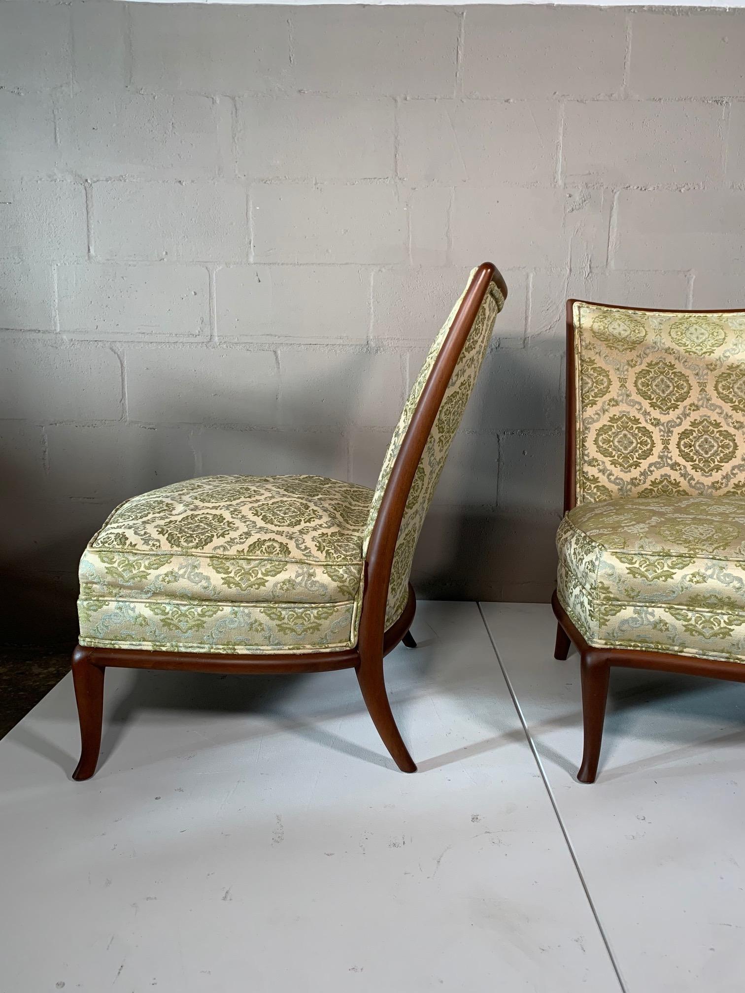 Pair of Unusual Slipper Chairs by T.H. Robsjohn-Gibbings Widdicomb, circa 1950s For Sale 3