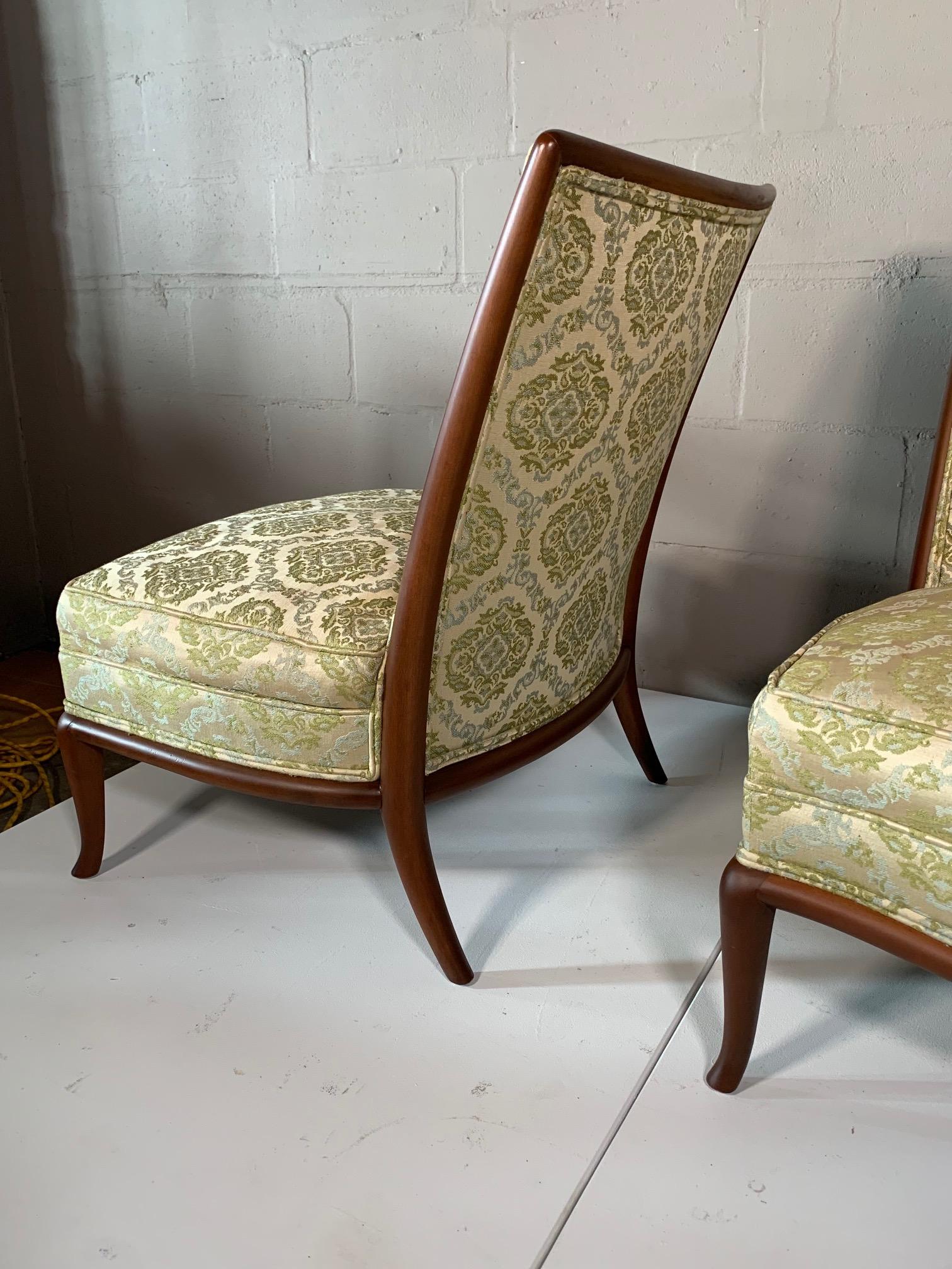 Pair of Unusual Slipper Chairs by T.H. Robsjohn-Gibbings Widdicomb, circa 1950s For Sale 4