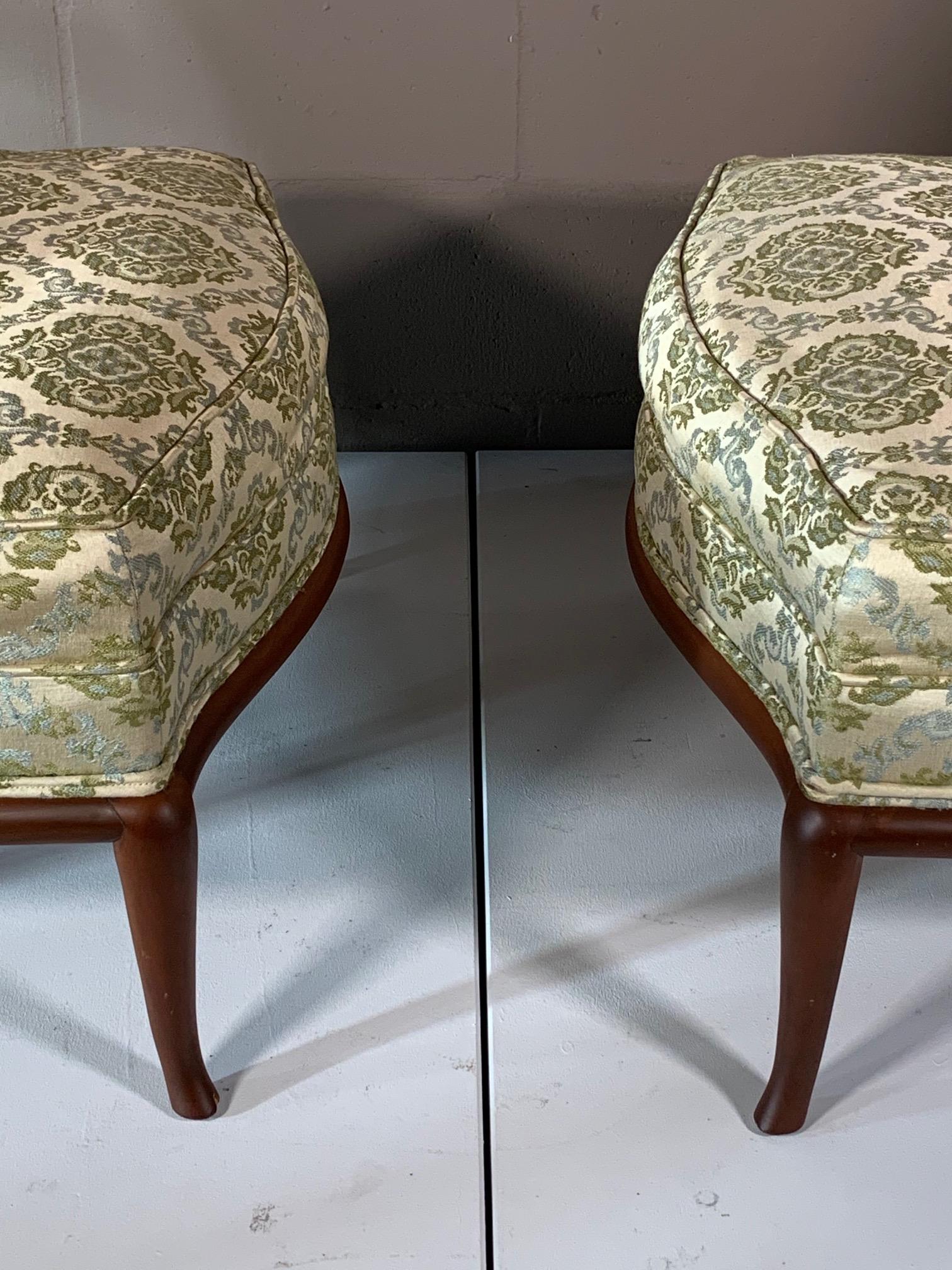 Pair of Unusual Slipper Chairs by T.H. Robsjohn-Gibbings Widdicomb, circa 1950s For Sale 7