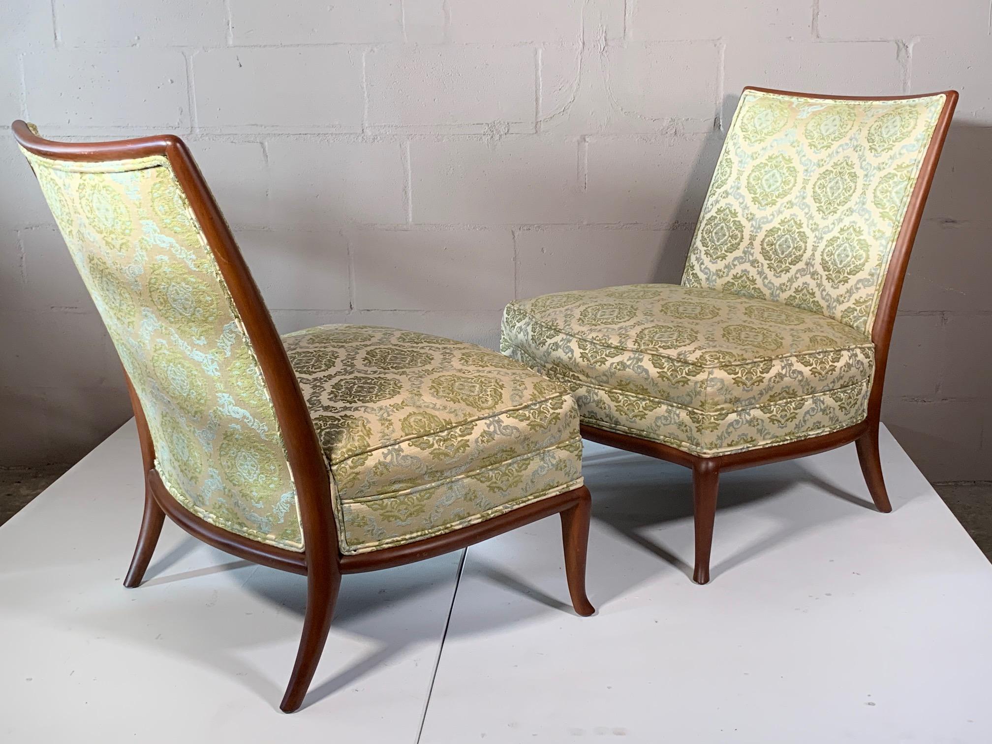 Pair of Unusual Slipper Chairs by T.H. Robsjohn-Gibbings Widdicomb, circa 1950s For Sale 11