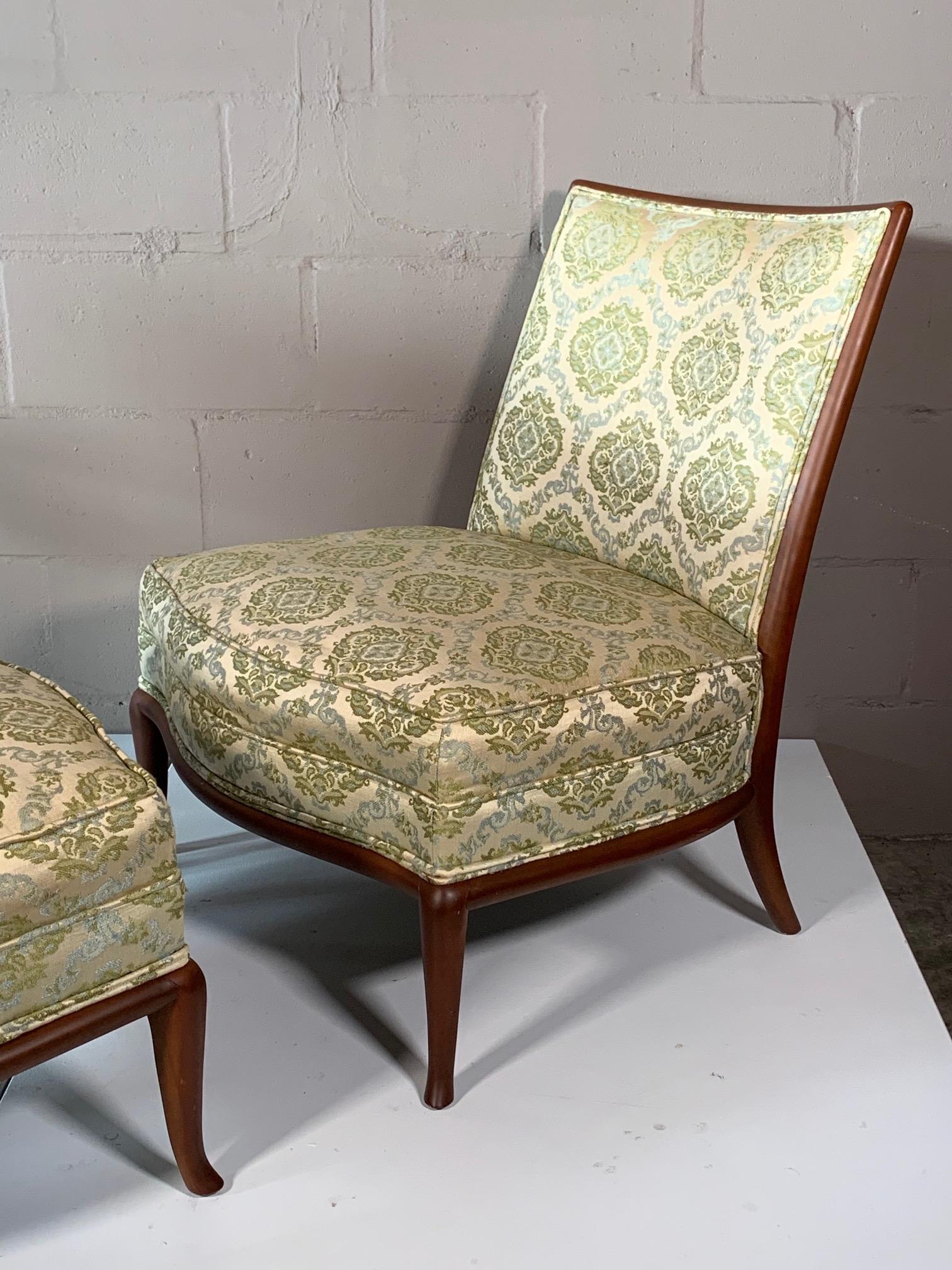 Pair of Unusual Slipper Chairs by T.H. Robsjohn-Gibbings Widdicomb, circa 1950s In Good Condition For Sale In St.Petersburg, FL