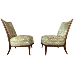Pair of Unusual Slipper Chairs by T.H. Robsjohn-Gibbings Widdicomb, circa 1950s