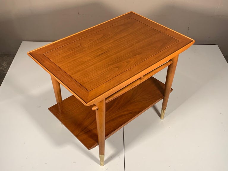 A great pair of two-tier walnut tables by Lane from the 