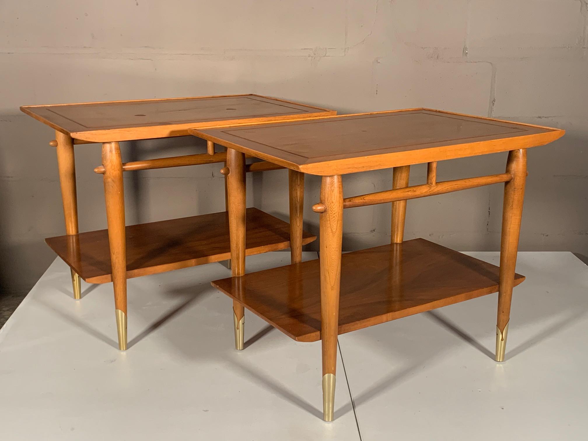 Mid-20th Century Pair of Unusual Side Tables by Lane from the 