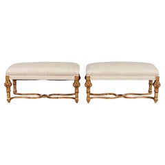 A Pair of Upholstered Giltwood Benches