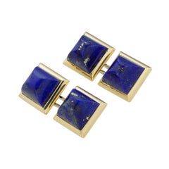 A pair of Vacheron Constantin lapis and gold cufflinks