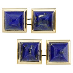A pair of Vacheron Constantin lapis and gold cufflinks