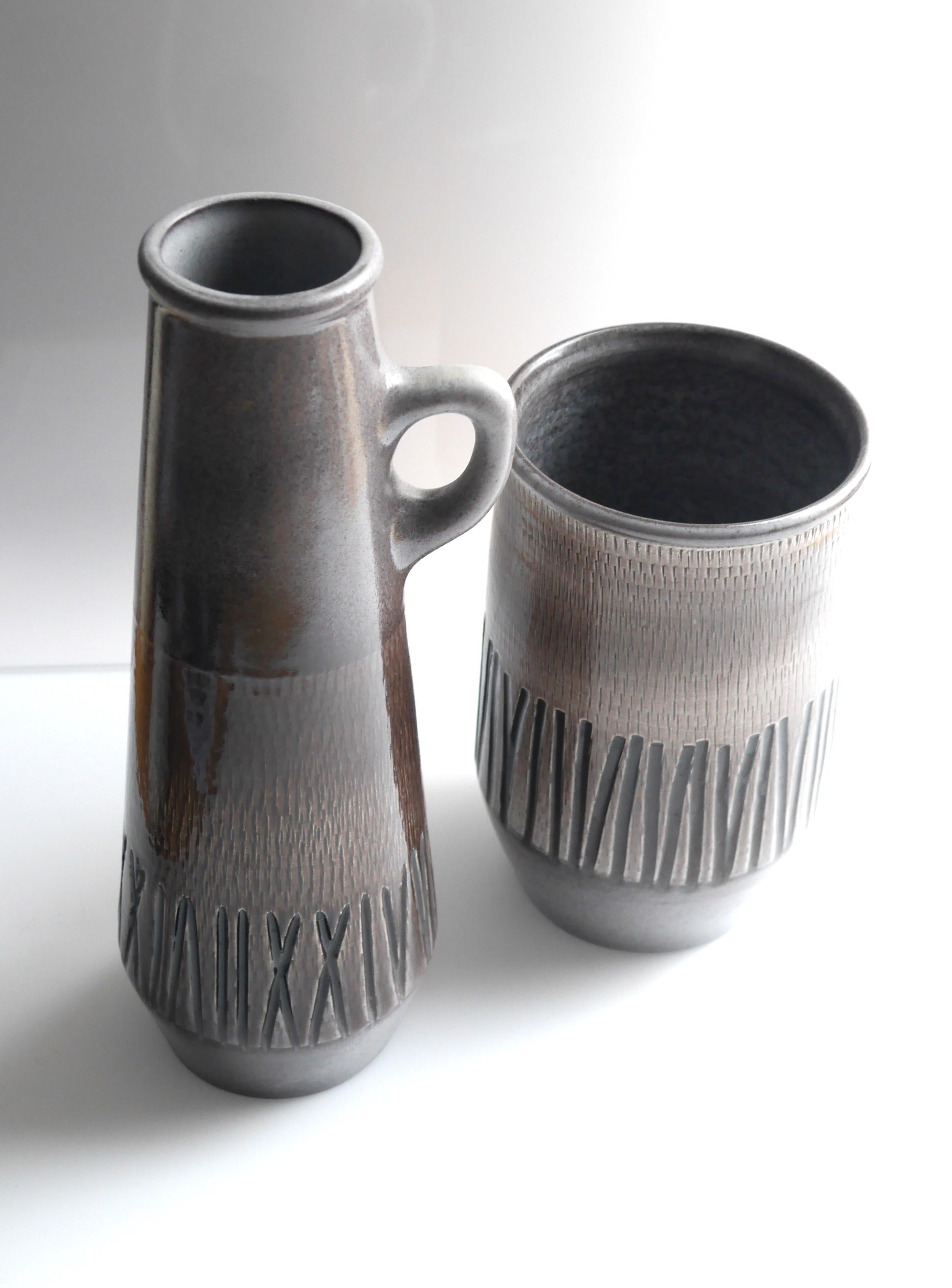 Mid-Century Modern Pair of Vases by Ingrid Atterberg for Upsala Ekeby, Sweden, 1960s