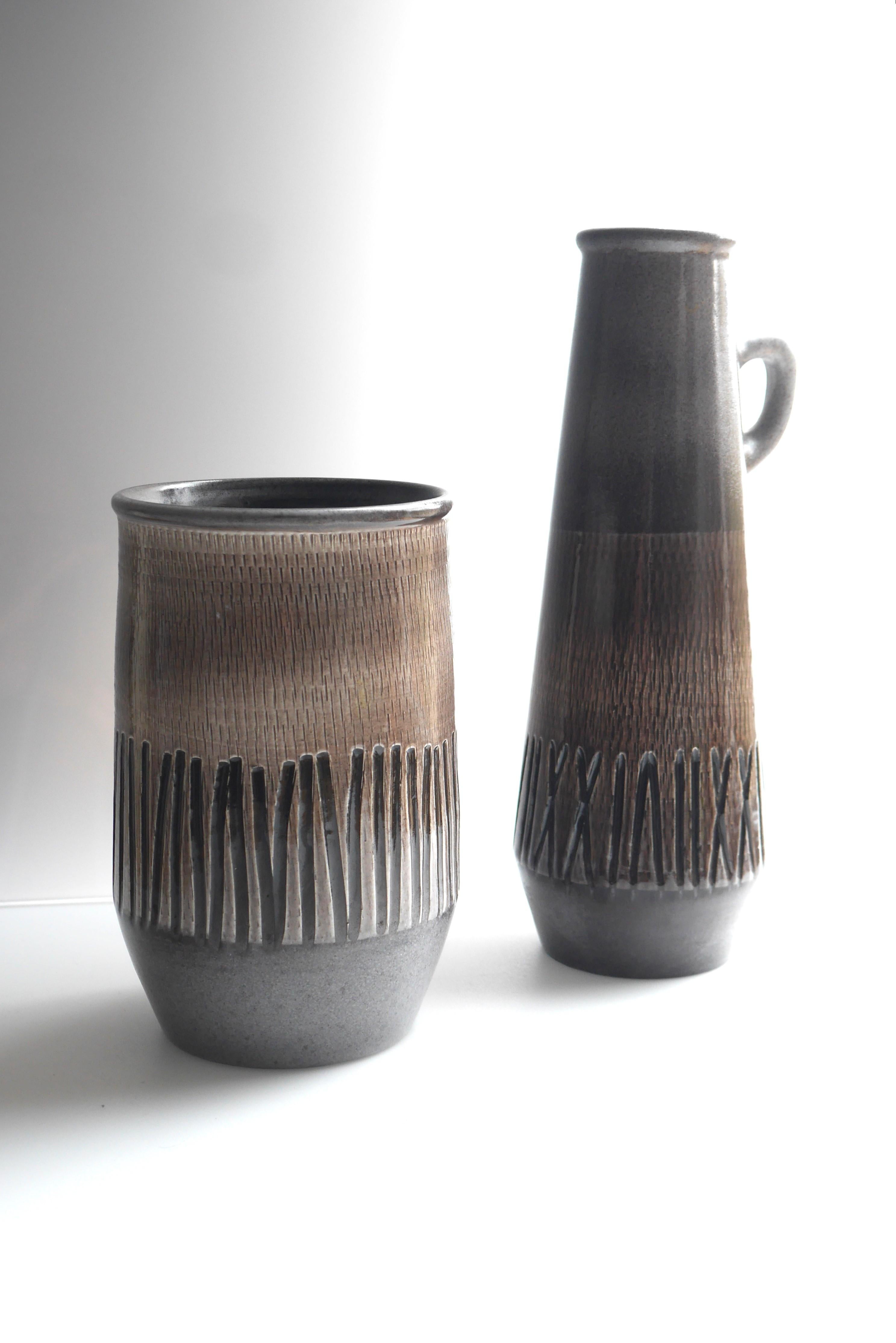 Ceramic Pair of Vases by Ingrid Atterberg for Upsala Ekeby, Sweden, 1960s