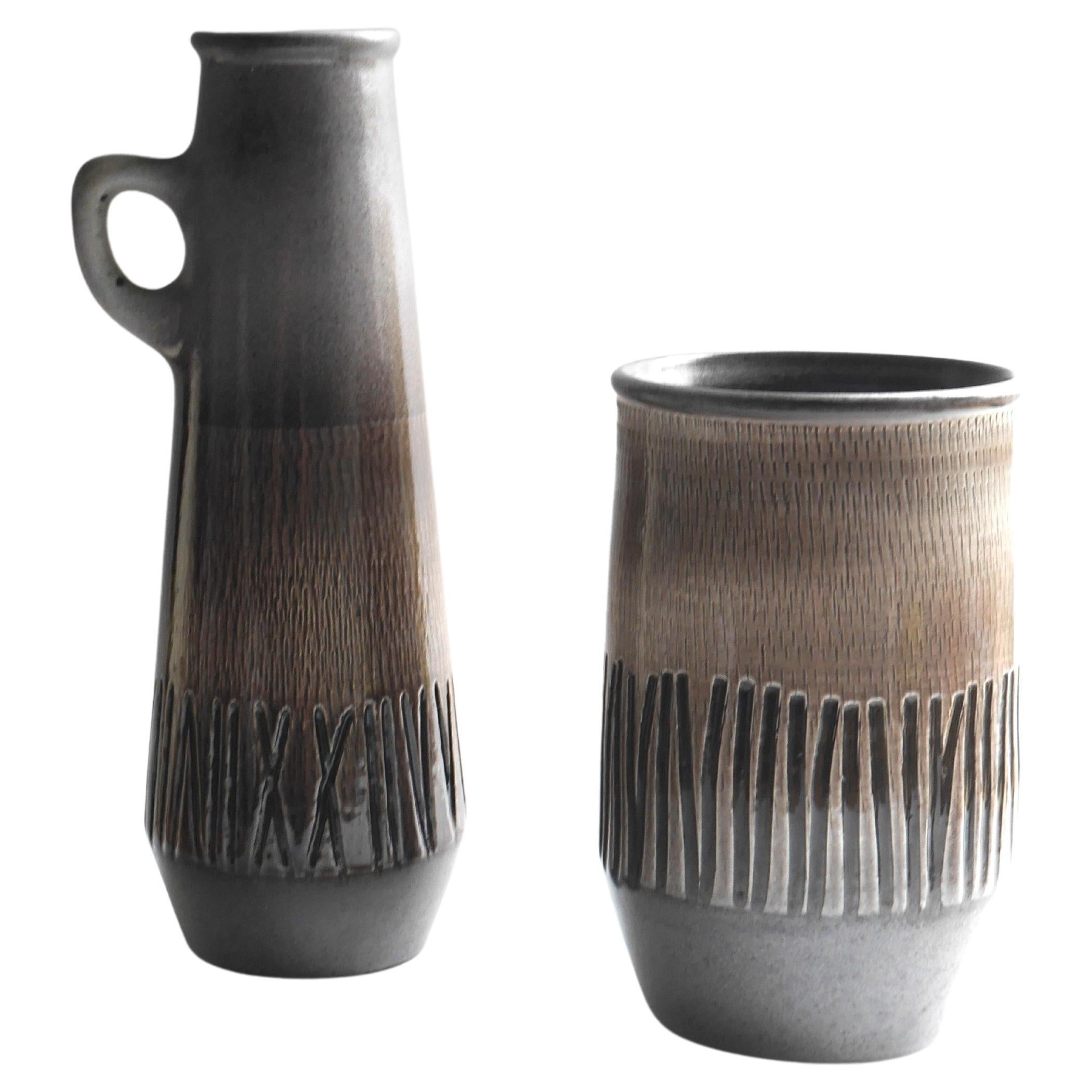 Ein Paar von  Vasen von Ingrid Atterberg für Upsala Ekeby, Schweden, 1960er Jahre