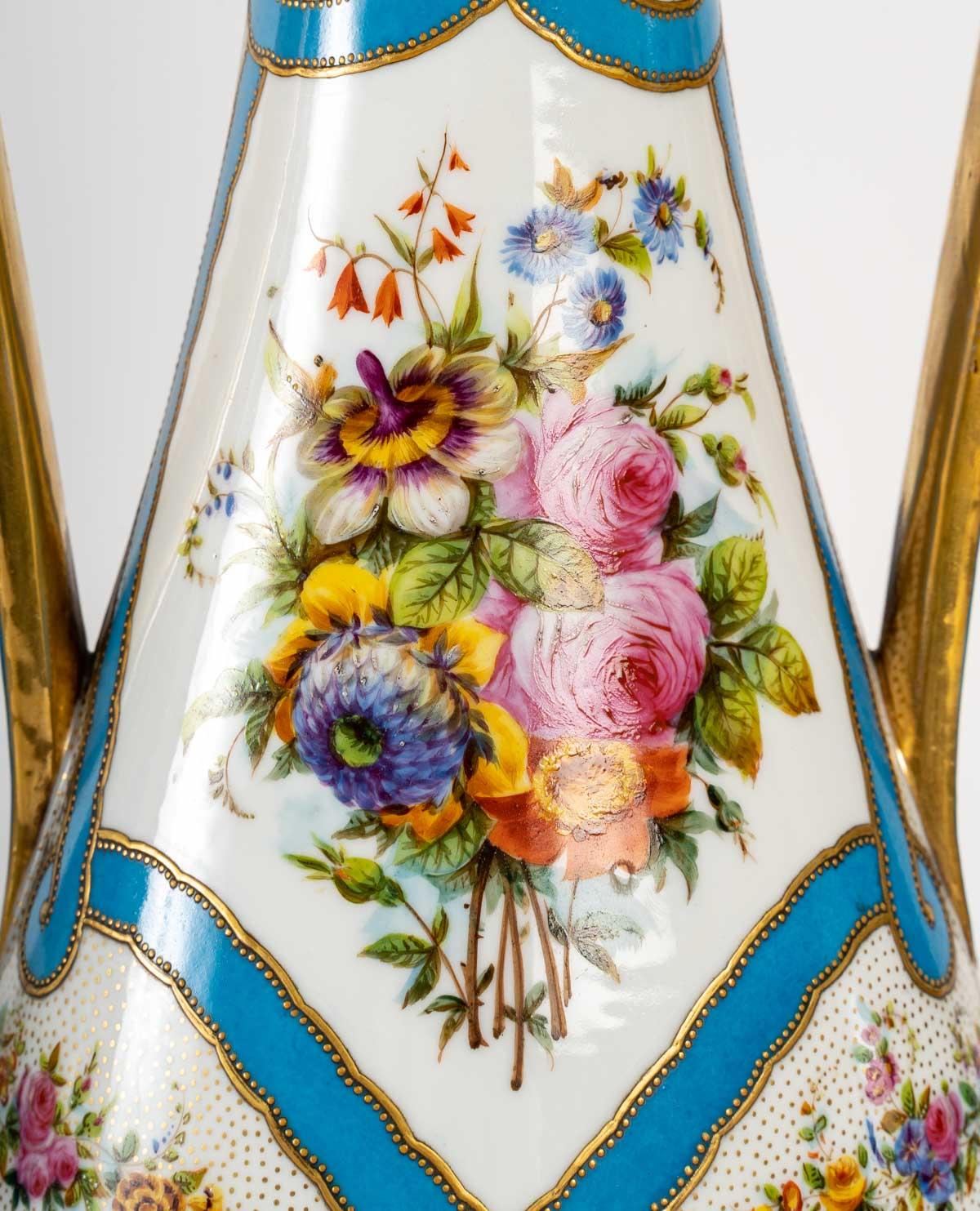 French Pair of Vases, Porcelain of Paris