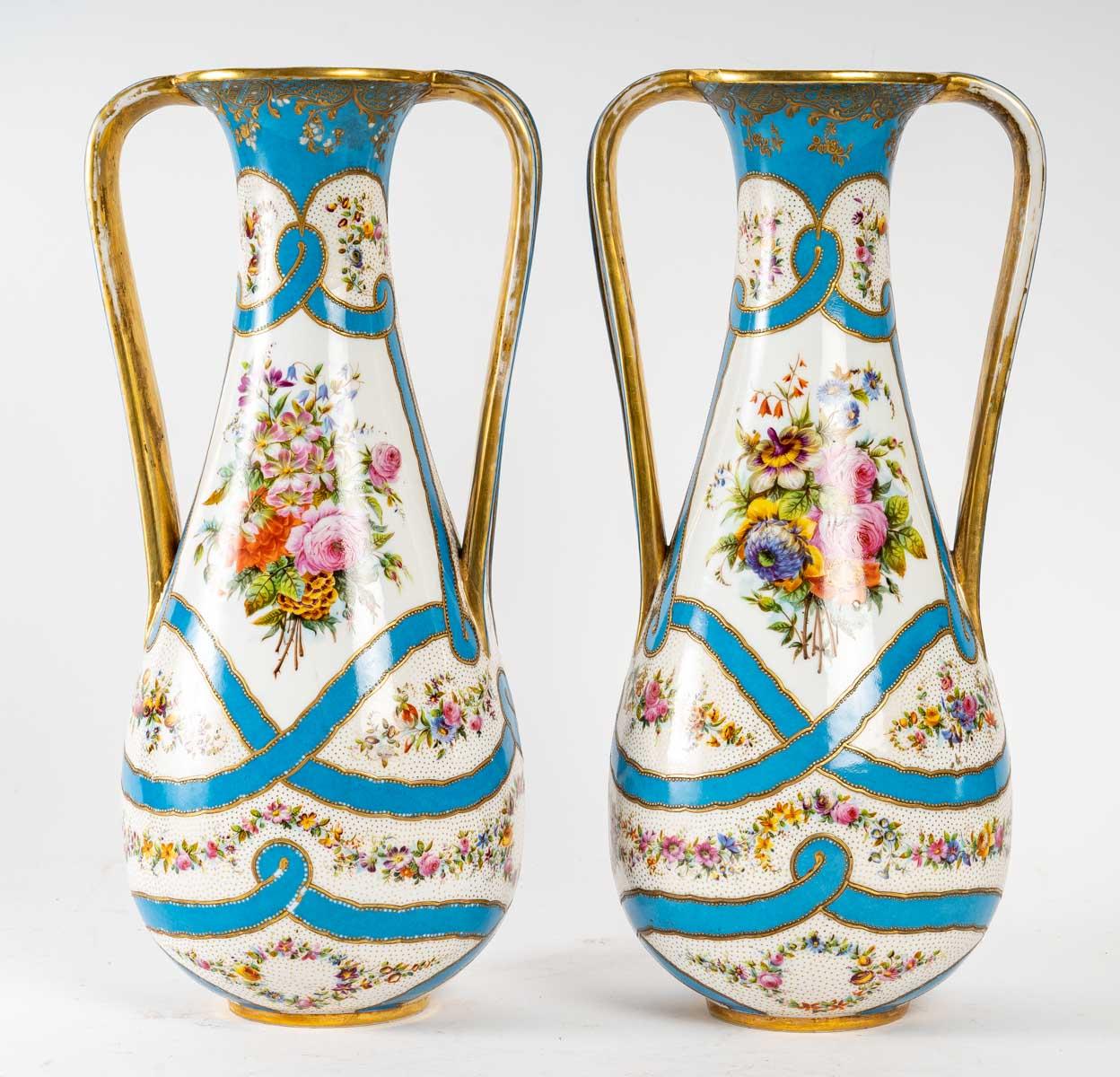 19th Century Pair of Vases, Porcelain of Paris